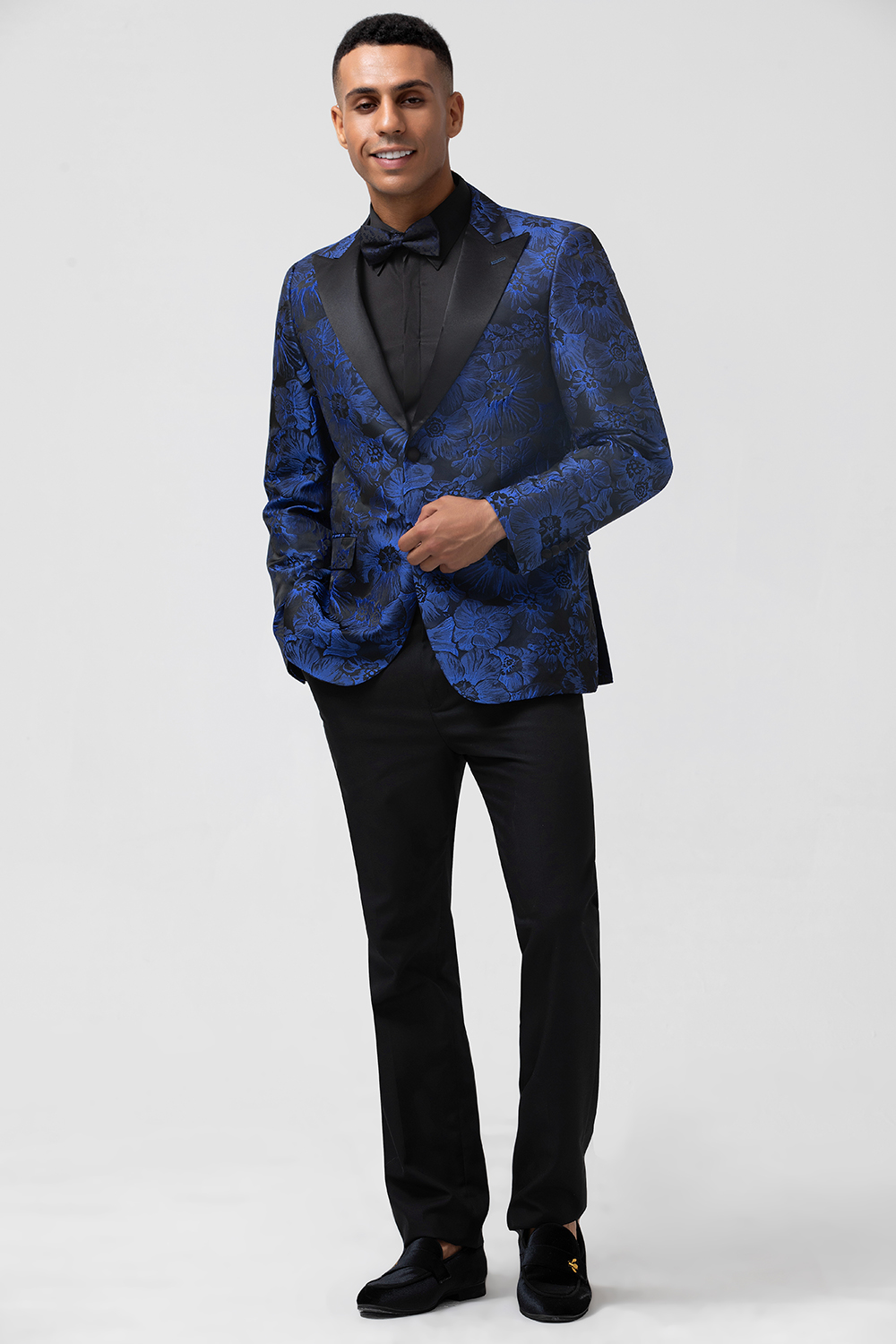 Royal Blue Shawl Lapel Jacquard 2 Pieces Prom Men's Suits