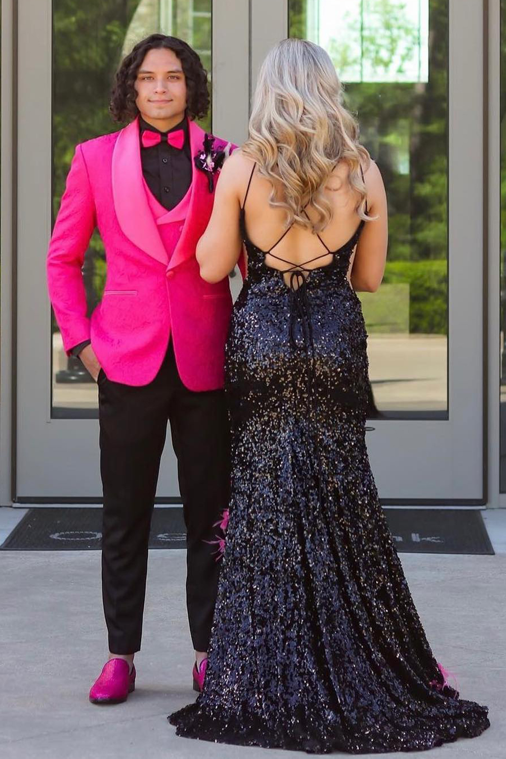 Hot Pink Slim Fit Shawl Lapel 3 Pieces Formal Prom Men's Suits
