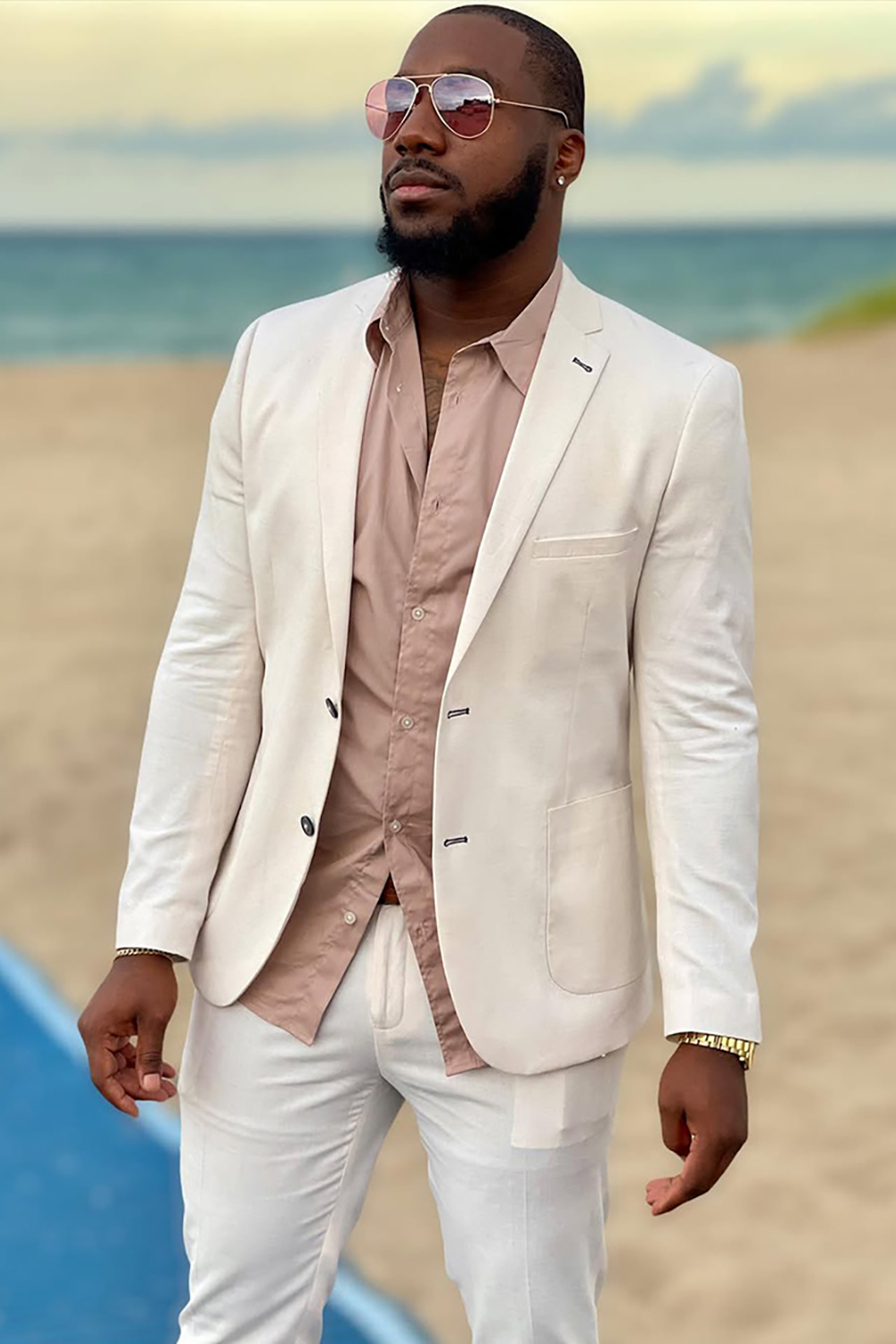 Ivory 2 Piece Notched Lapel Prom Homecoming Men's Suits