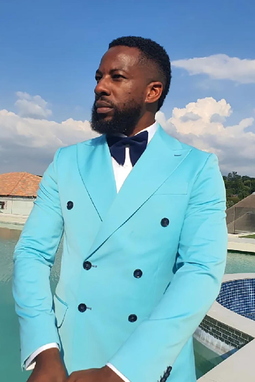 Blue Double Breasted 2 Piece Prom Homecoming Men's Suits