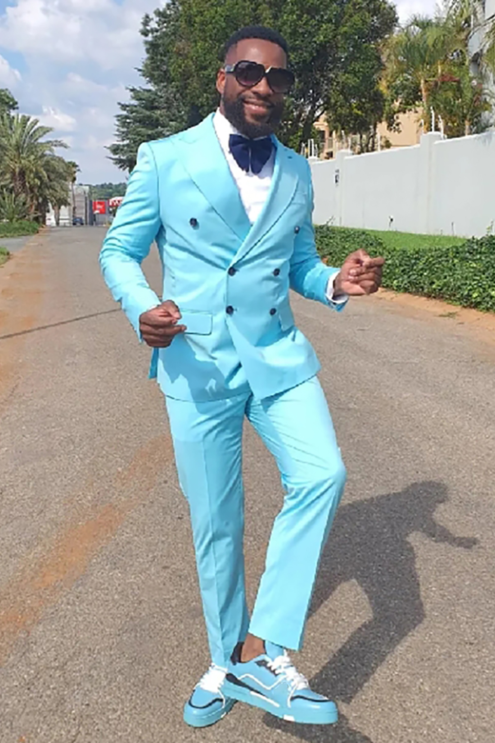 Blue Double Breasted 2 Piece Prom Homecoming Men's Suits