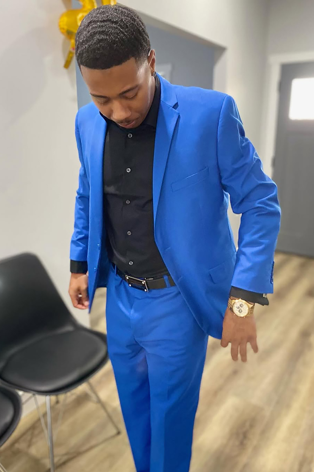 Blue Notched Lapel 2 Piece Prom Homecoming Men's Suits