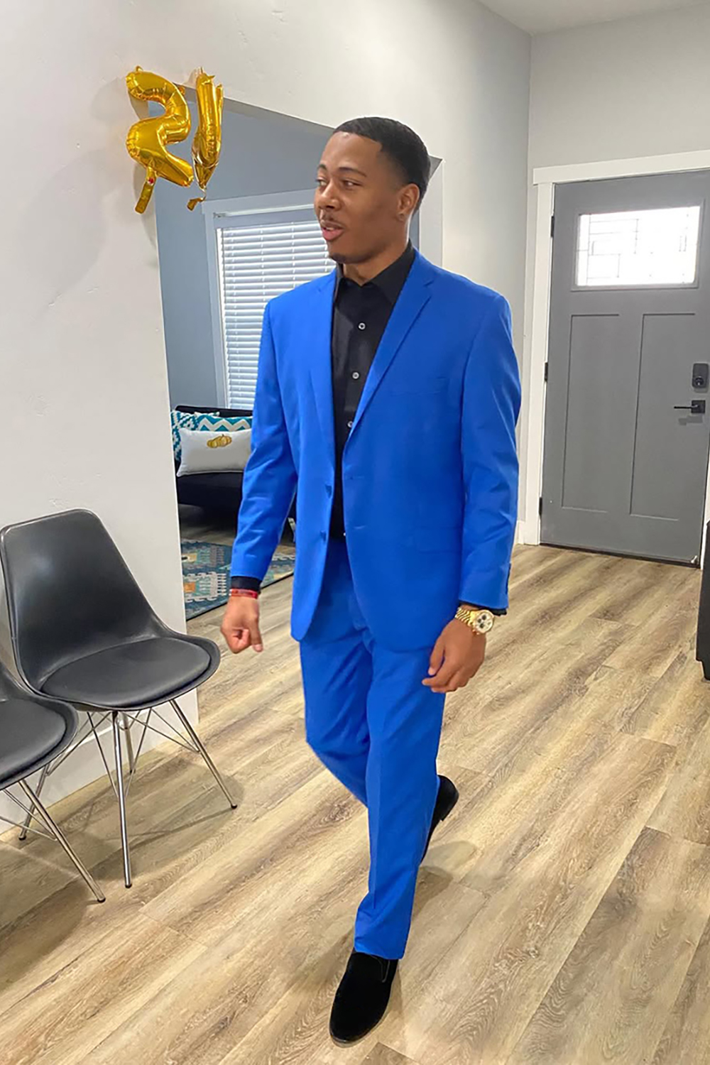 Blue Notched Lapel 2 Piece Prom Homecoming Men's Suits