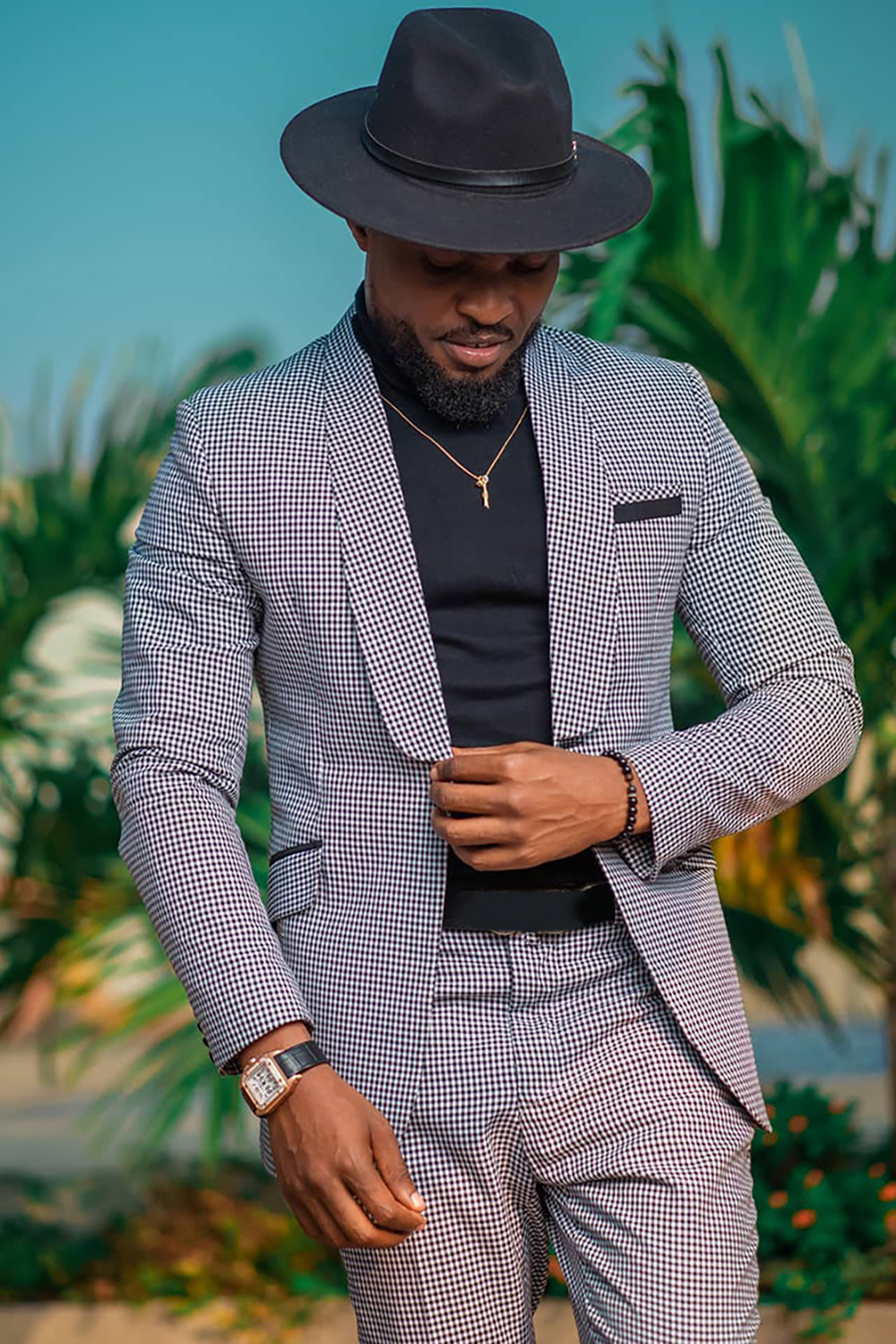 Grey Plaid 2 Piece Shawl Lapel Prom Homecoming Men's Suits