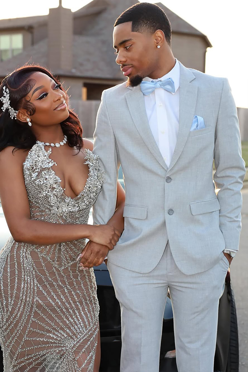 Light Grey Notched Lapel 2 Piece Prom Homecoming Men's Suits