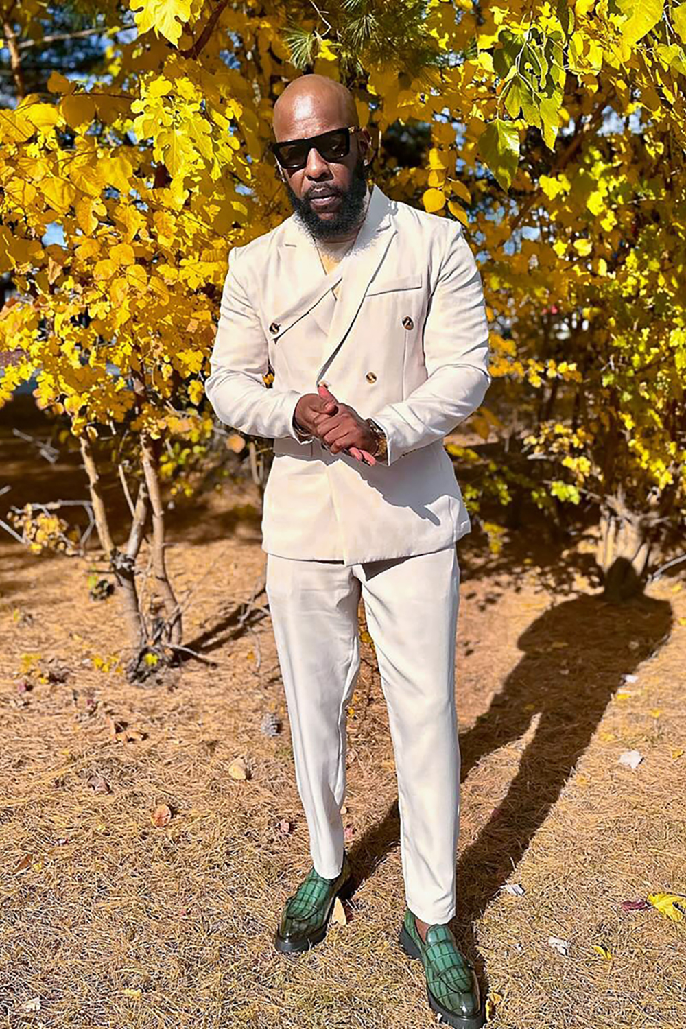 Ivory Double Breasted 2 Piece Prom Homecoming Men's Suits with 3D Flower