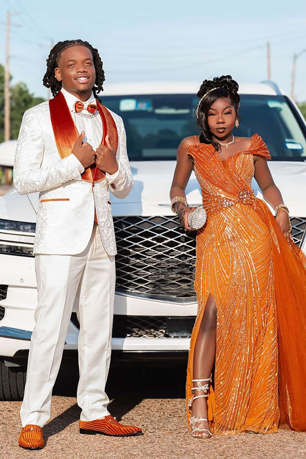 White Jacquard Shawl Lapel 2 Piece Prom Homecoming Men's Suits