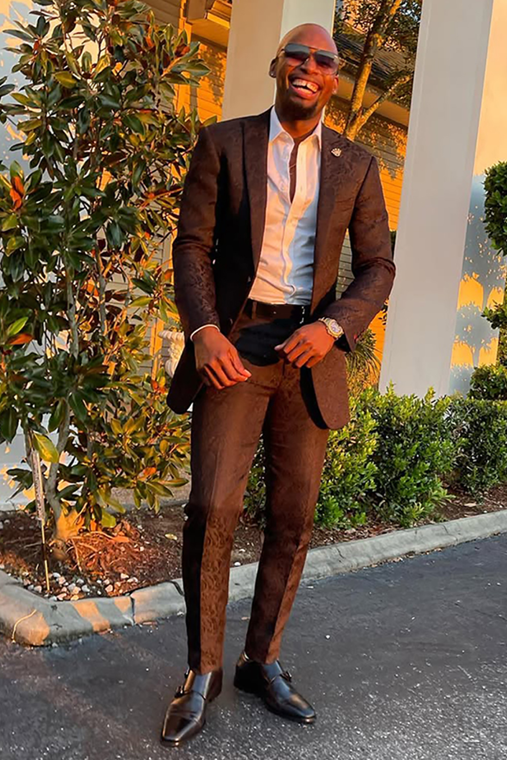 Black Jacquard Peak Lapel 2 Piece Single Breasted Prom Homecoming Men's Suits