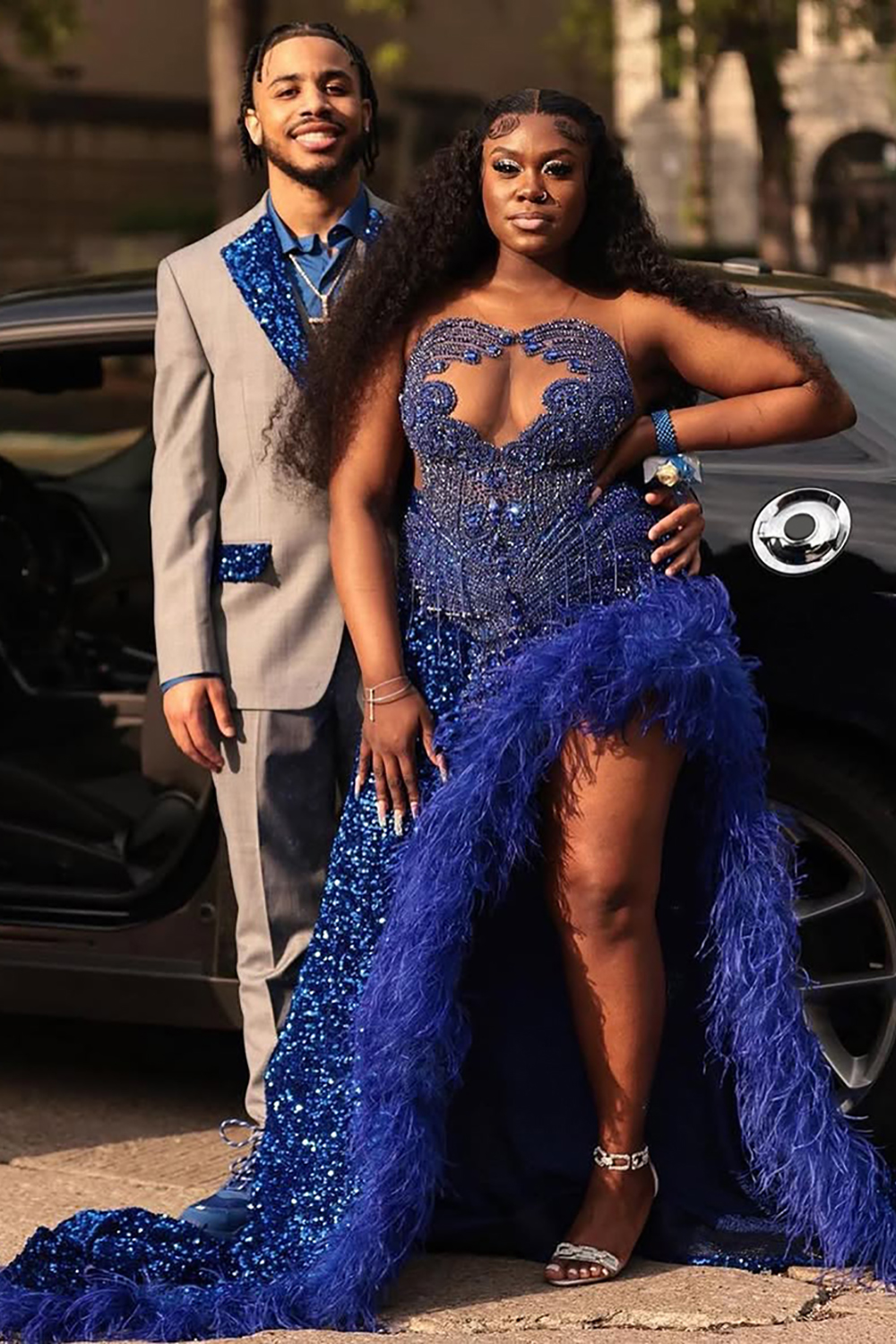 Sparkly Grey 2 Piece Notched Lapel Prom Homecoming Men's Suits with Sequin