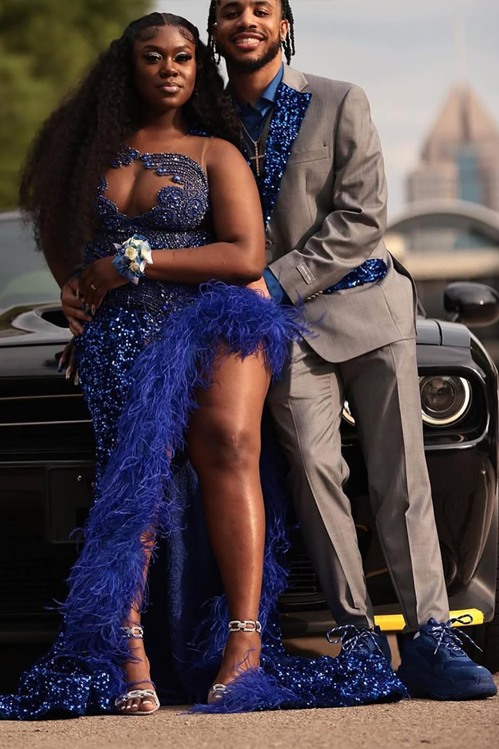 Sparkly Grey 2 Piece Notched Lapel Prom Homecoming Men's Suits with Sequin