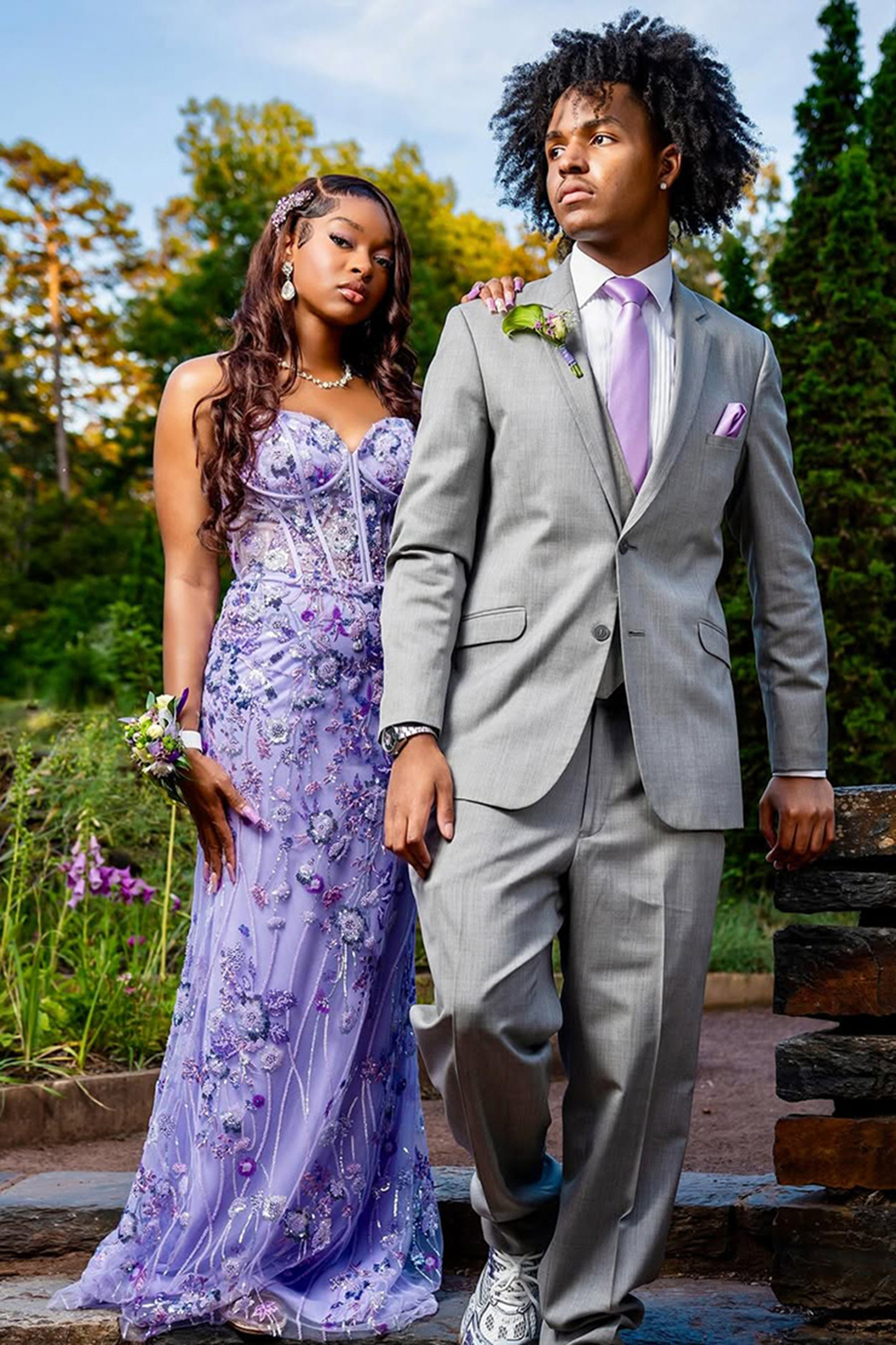 Grey Slim Fit Notched Lapel 2 Piece Men's Prom Homecoming Suits