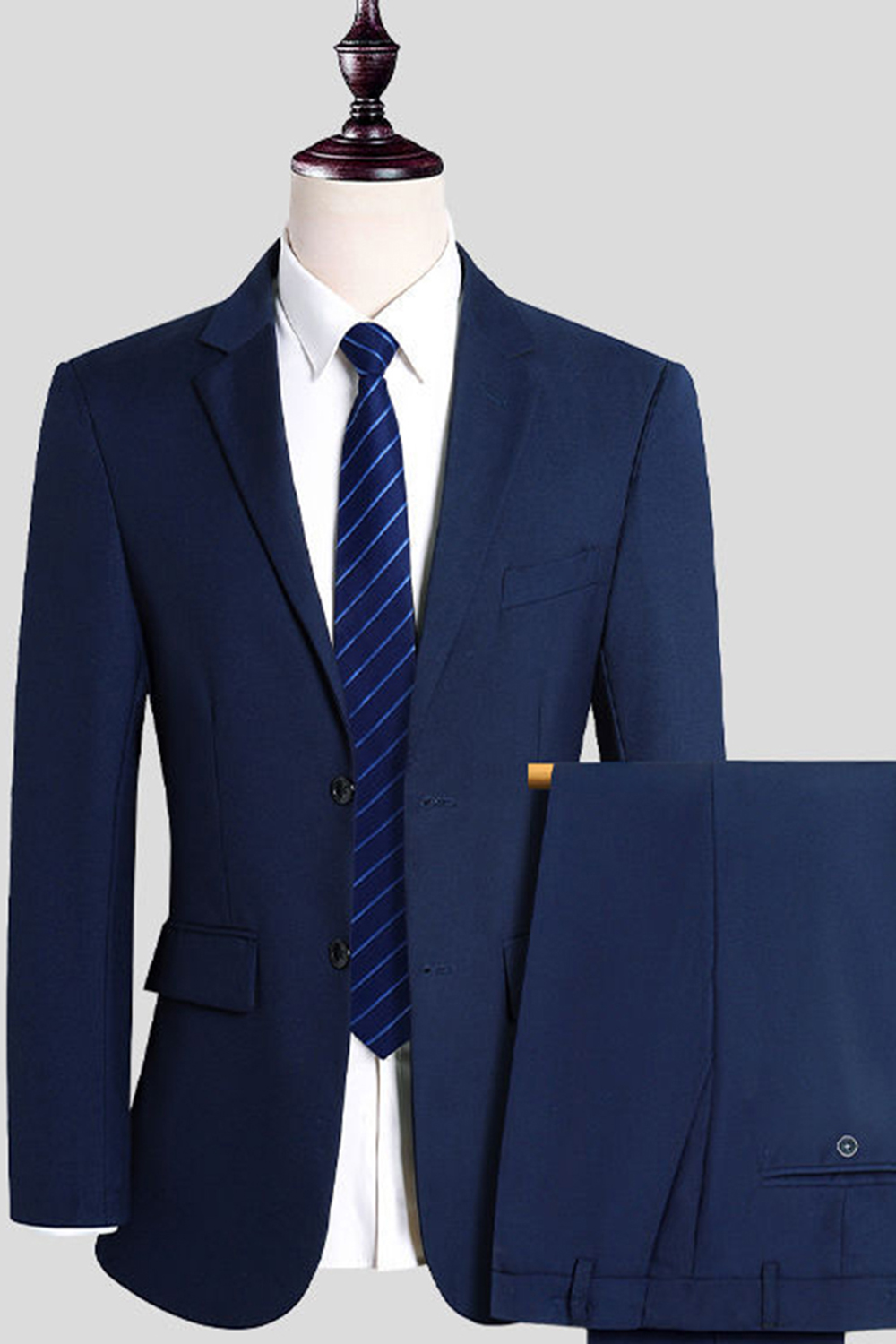 Navy Notched Lapel Slim Fit 2 Piece Men's Prom Homecoming Suits