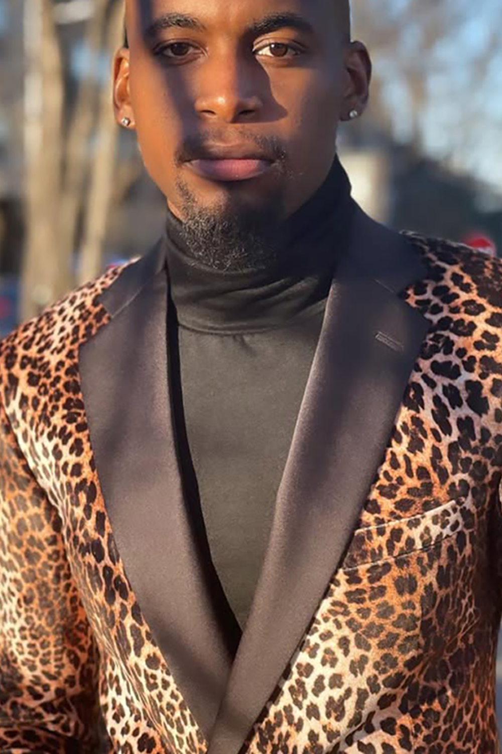 Leopard Print 2 Piece Notched Lapel Slim Fit Prom Homecoming Men's Suits