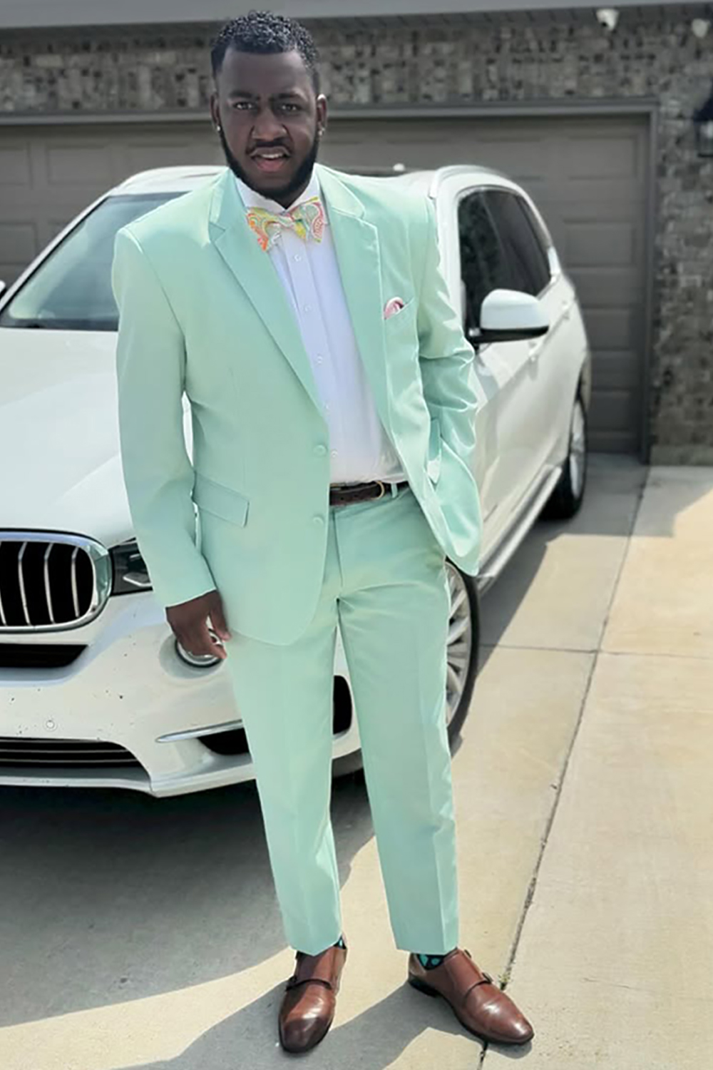 Light Green 2 Piece Notched Lapel Slim Fit Prom Homecoming Men's Suits