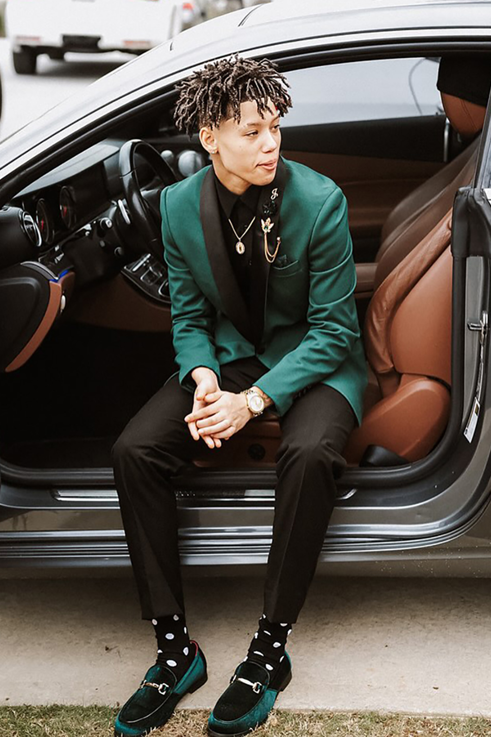 Dark Green Slim Fit Shawl Lapel 2 Piece Men's Prom Homecoming Suits