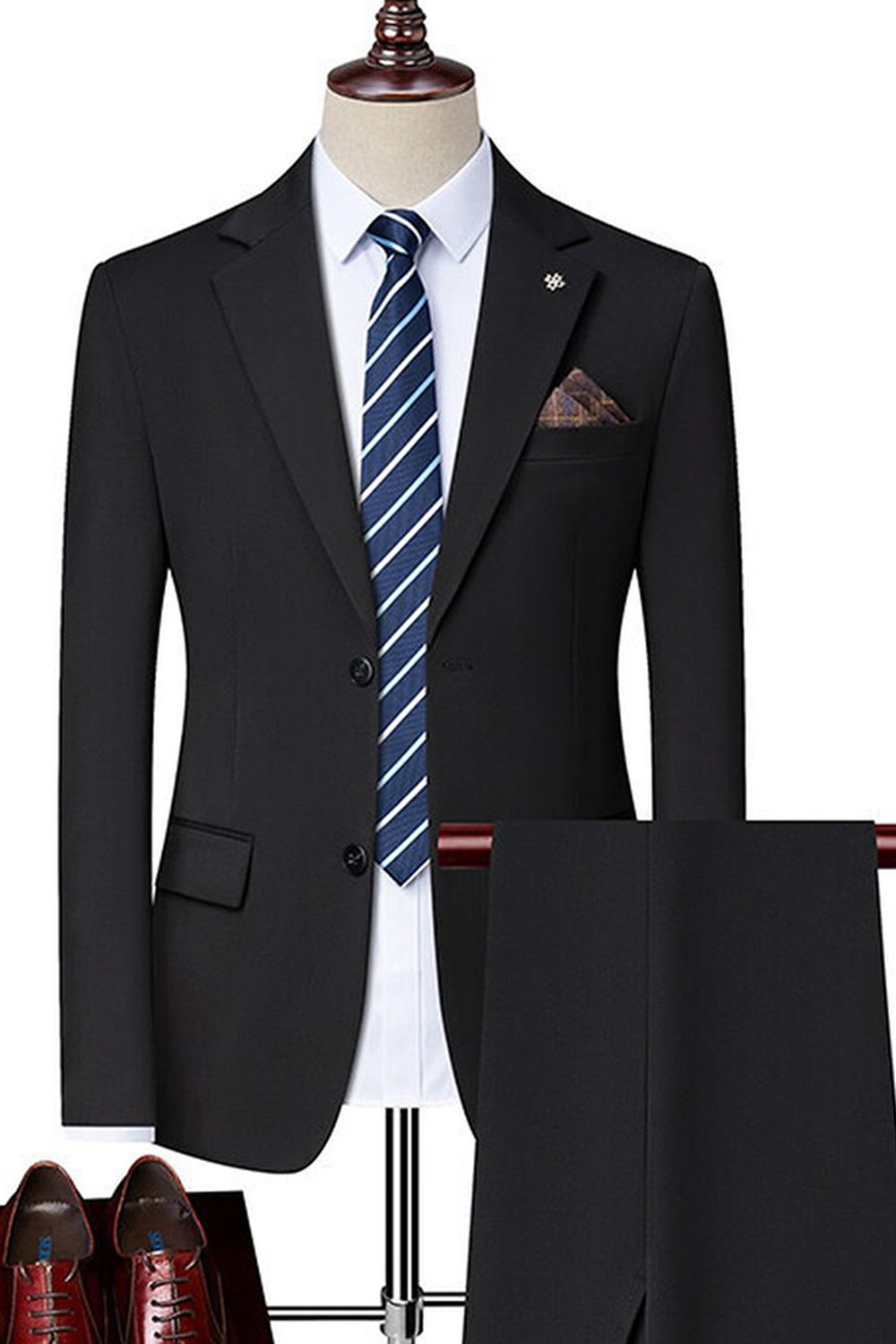 Black Notched Lapel Slim Fit 2 Piece Men's Prom Homecoming Suits