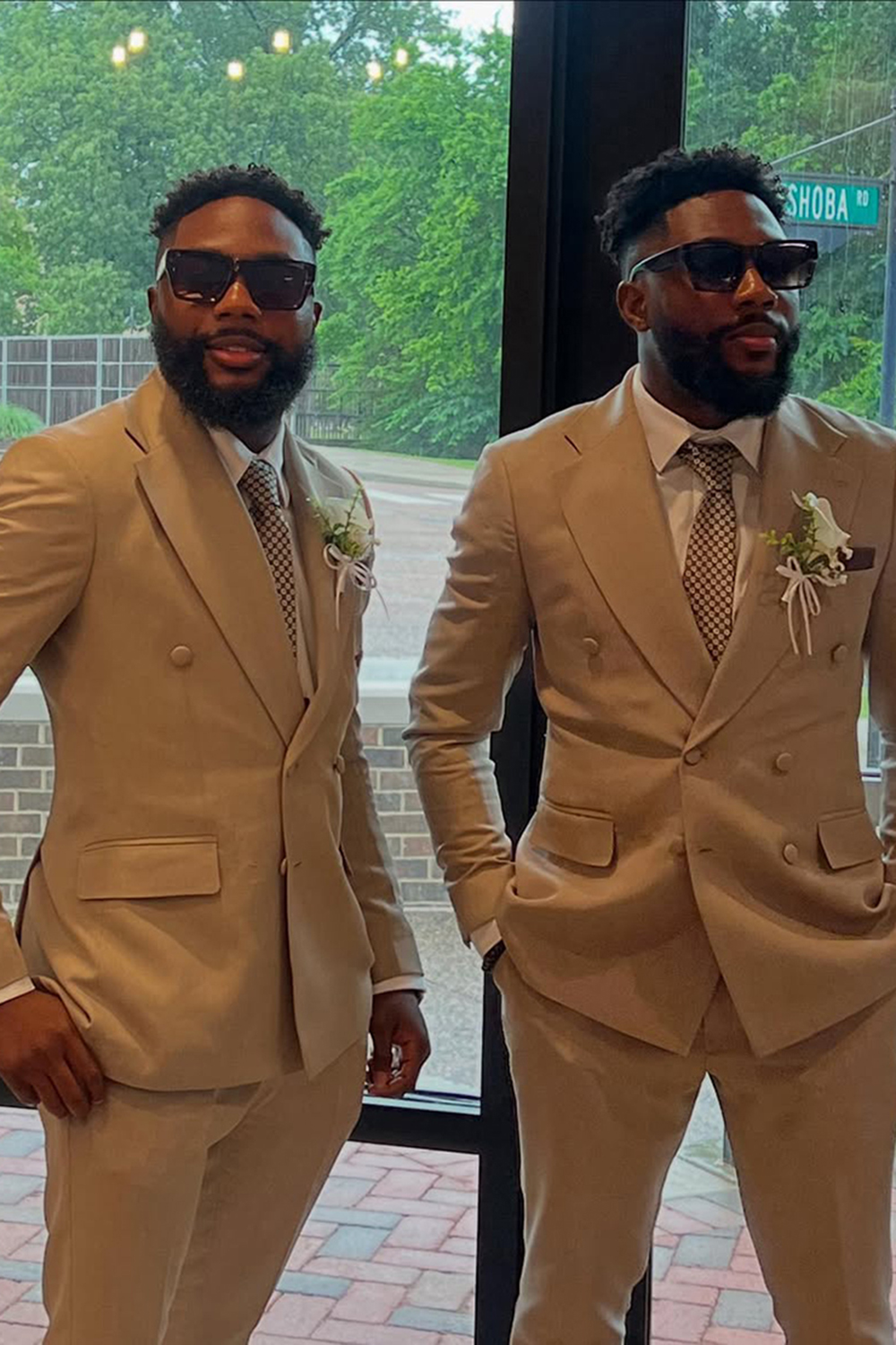 Khaki Slim Fit Notched Lapel 2 Piece Men's Prom Homecoming Suits