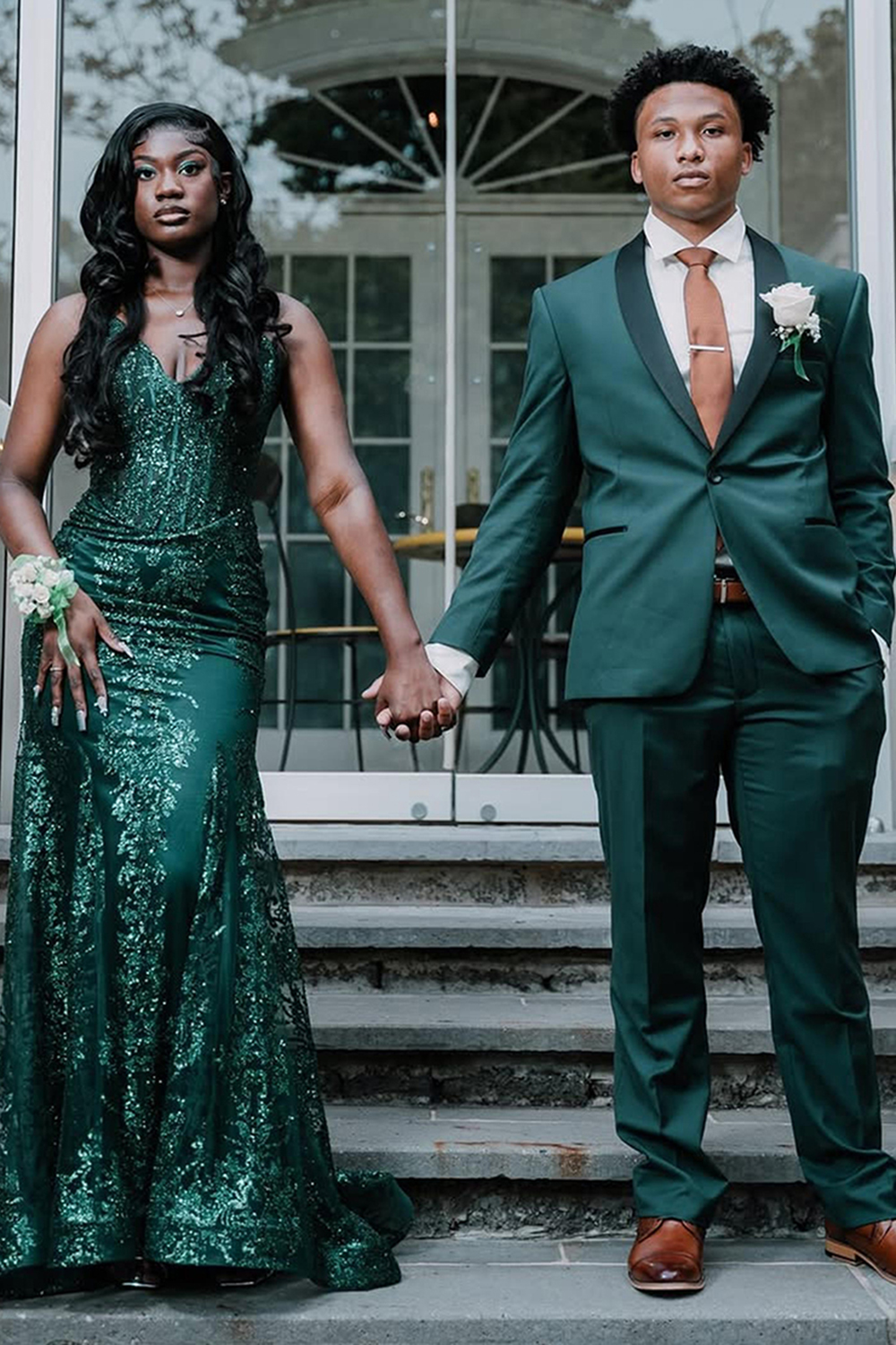 Dark Green Shawl Lapel Slim Fit 2 Piece Men's Prom Homecoming Suits