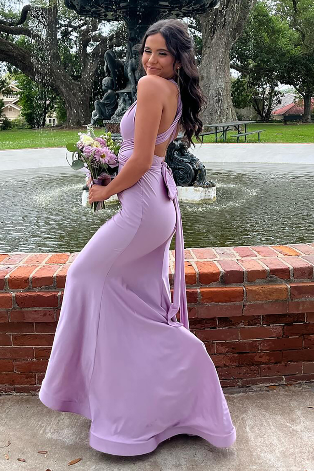 Simple Light Blue Halter Backless Long Satin Mermaid Prom Dress