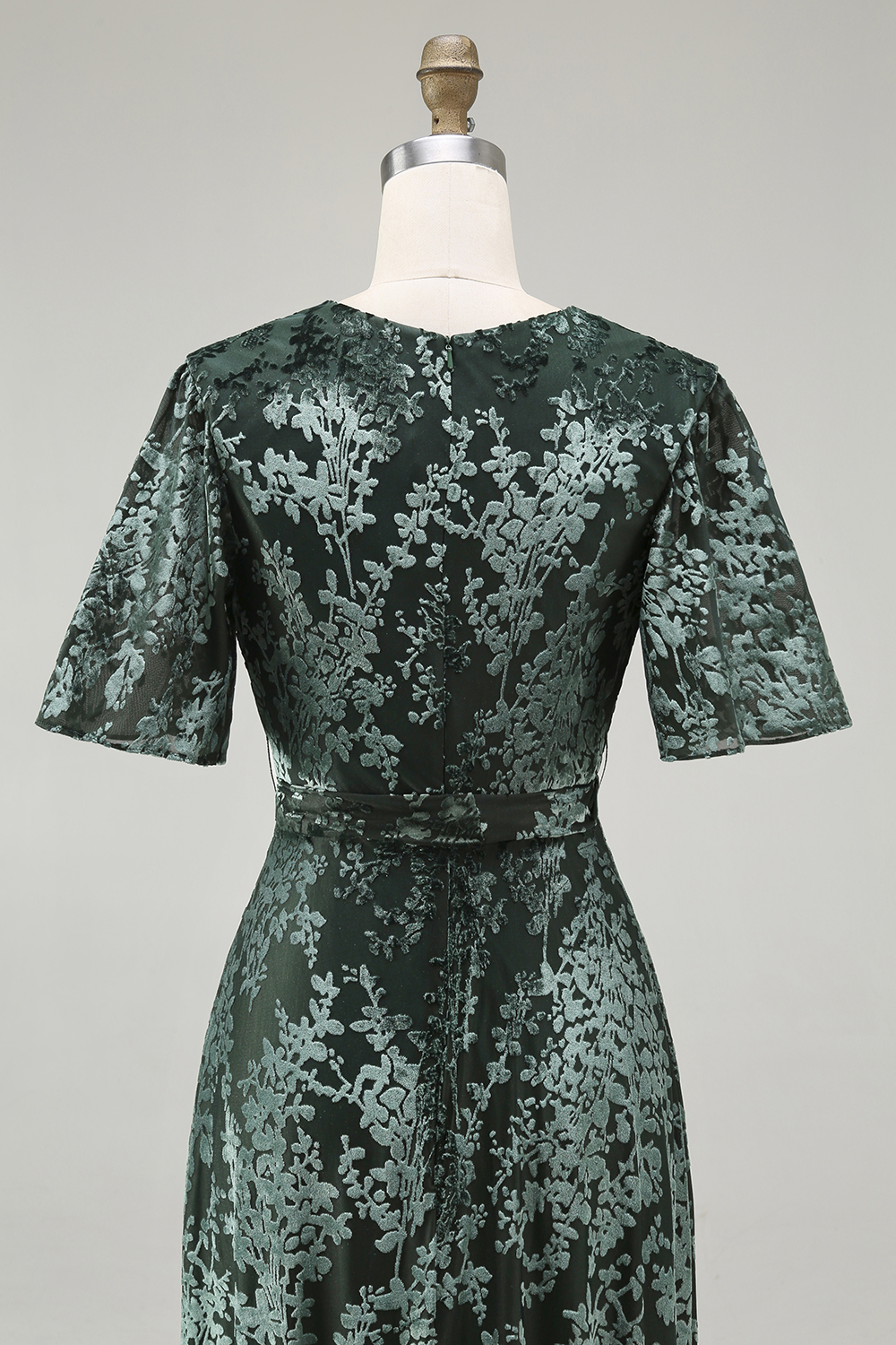 Burnout Velvet Dark Green Mother of Bride Dress