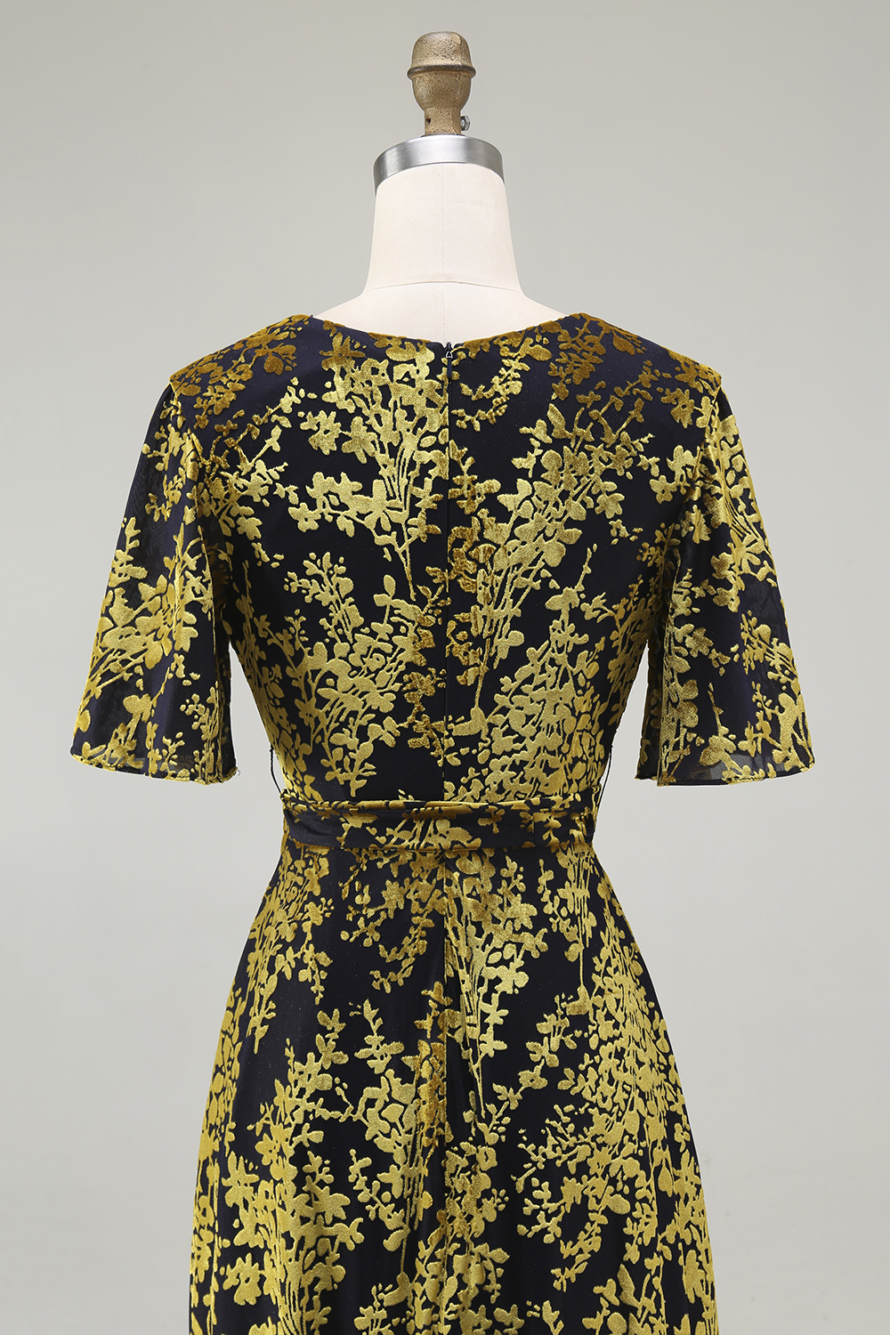 Burnout Velvet Dark Green Mother of Bride Dress