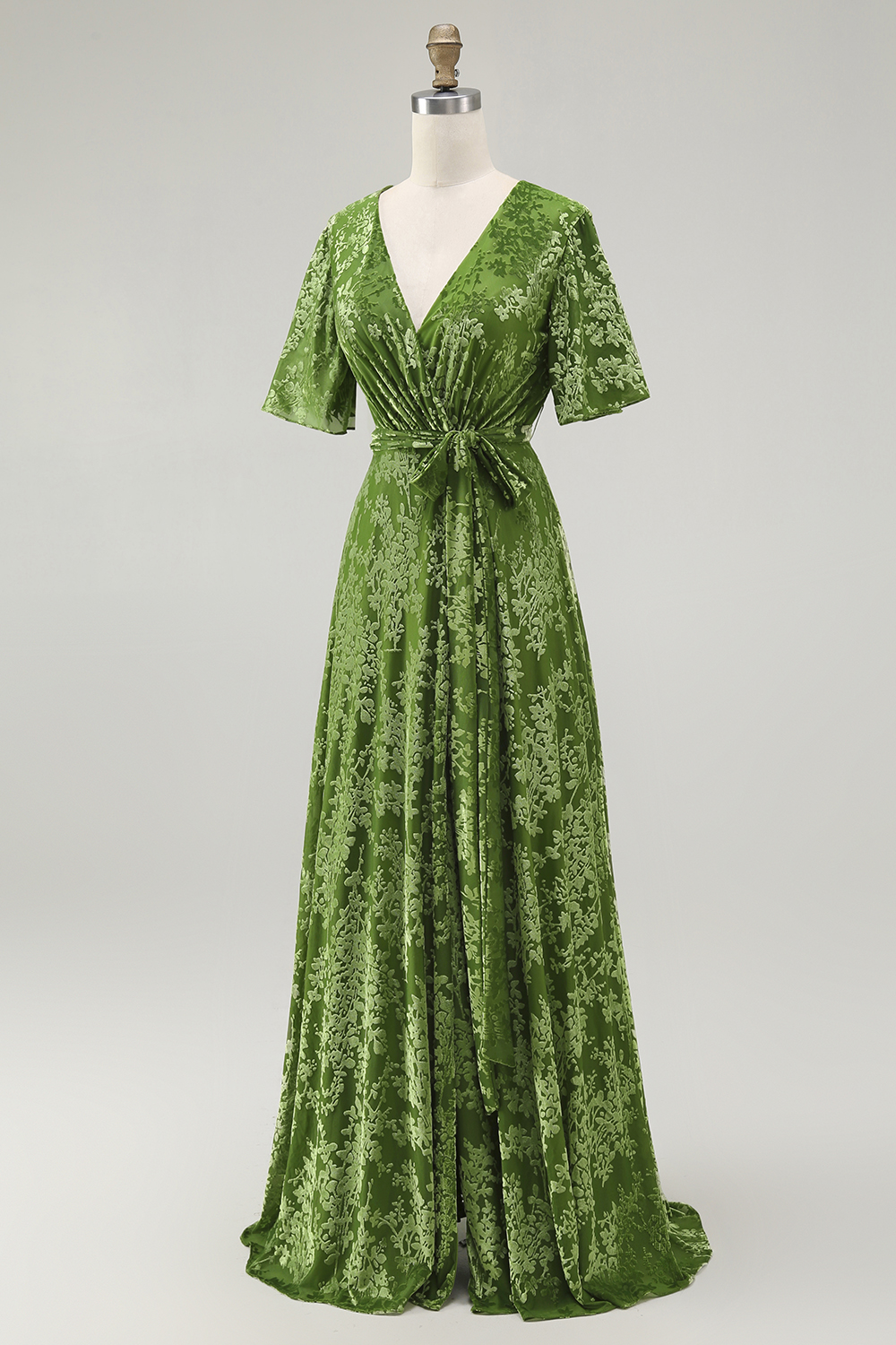 Burnout Velvet Dark Green Mother of Bride Dress