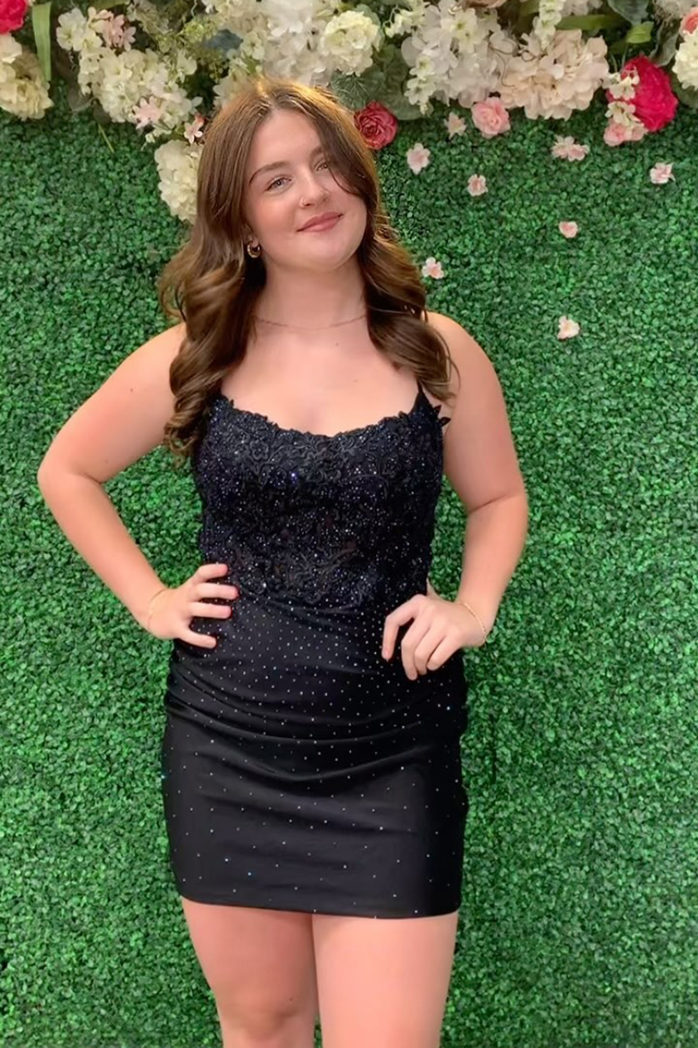 Stylish Sheath Spaghetti Straps Royal Blue Short Homecoming Dress with Appliques