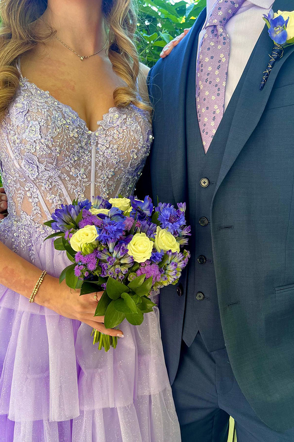 Princess A Line Spaghetti Straps Lilac Long Prom Dress with Ruffles Appliques