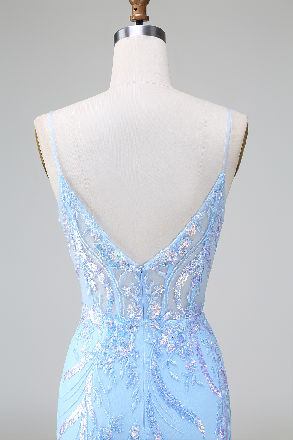 Blue Spaghetti Straps Sequins Bodycon Short Homecoming Dress