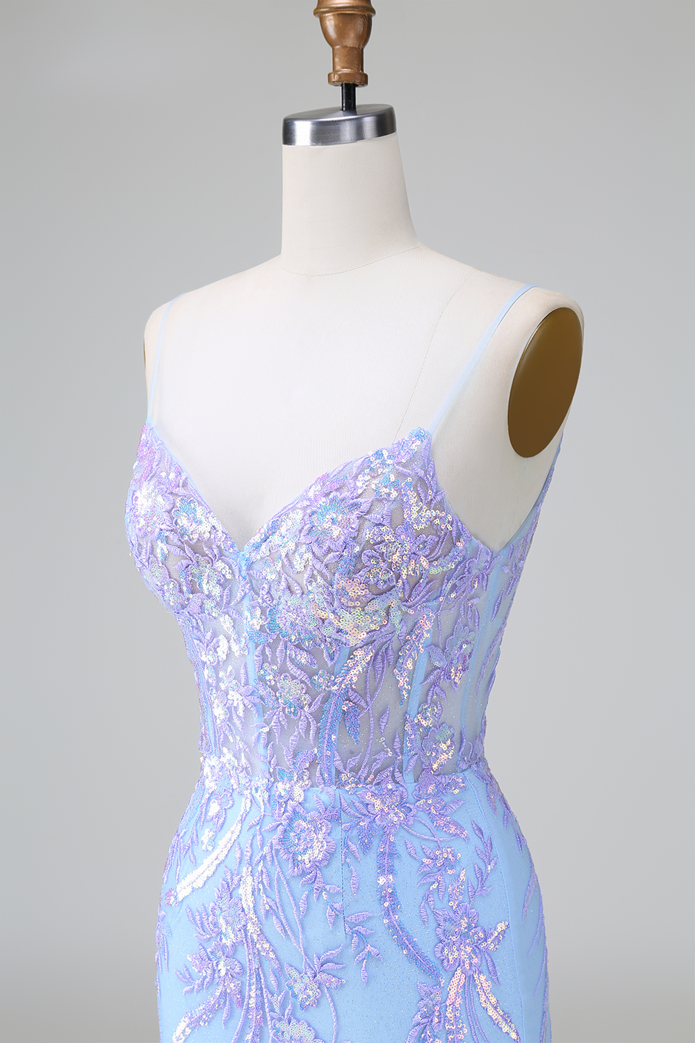 Blue Spaghetti Straps Sequins Bodycon Short Homecoming Dress