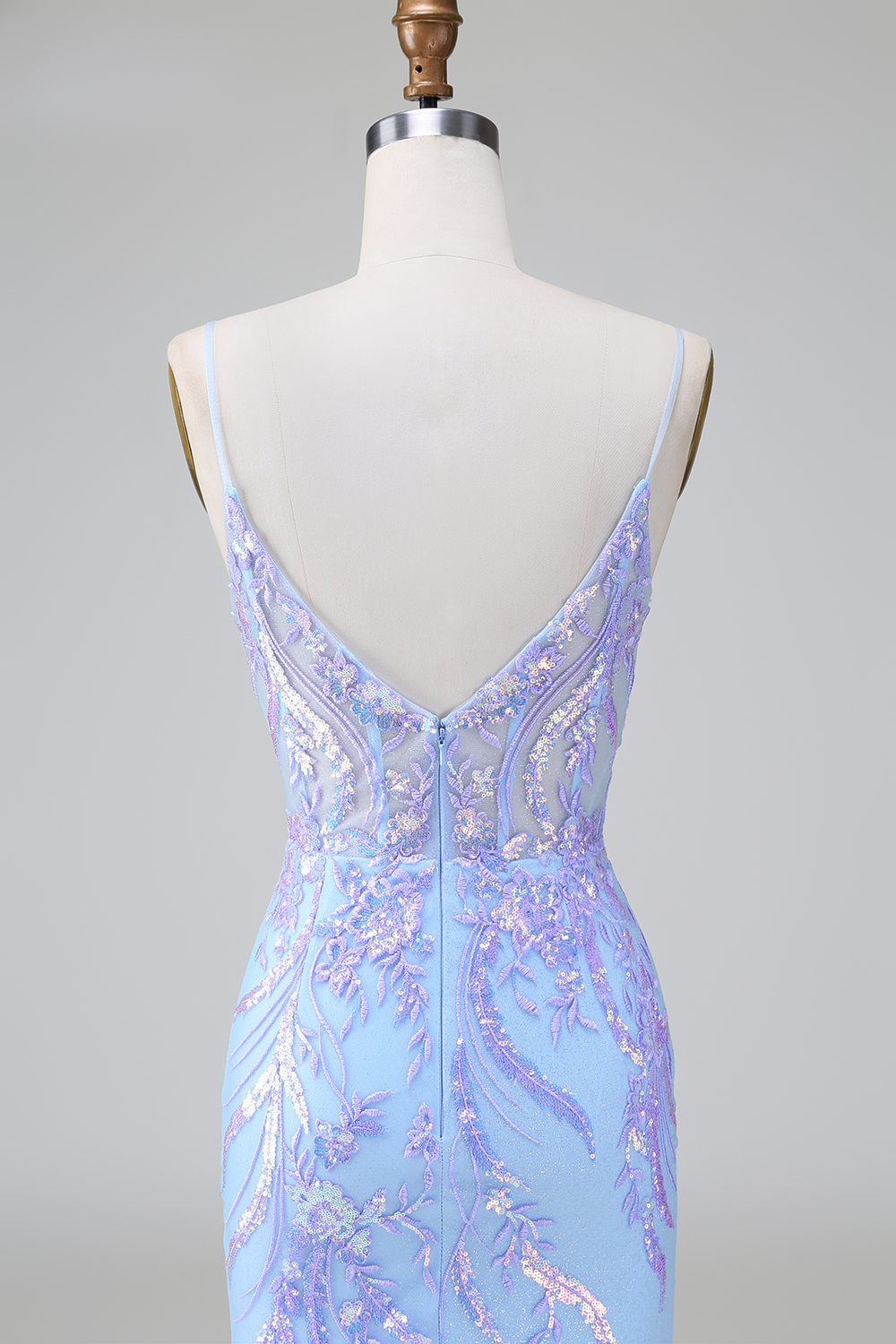 Blue Spaghetti Straps Sequins Bodycon Short Homecoming Dress