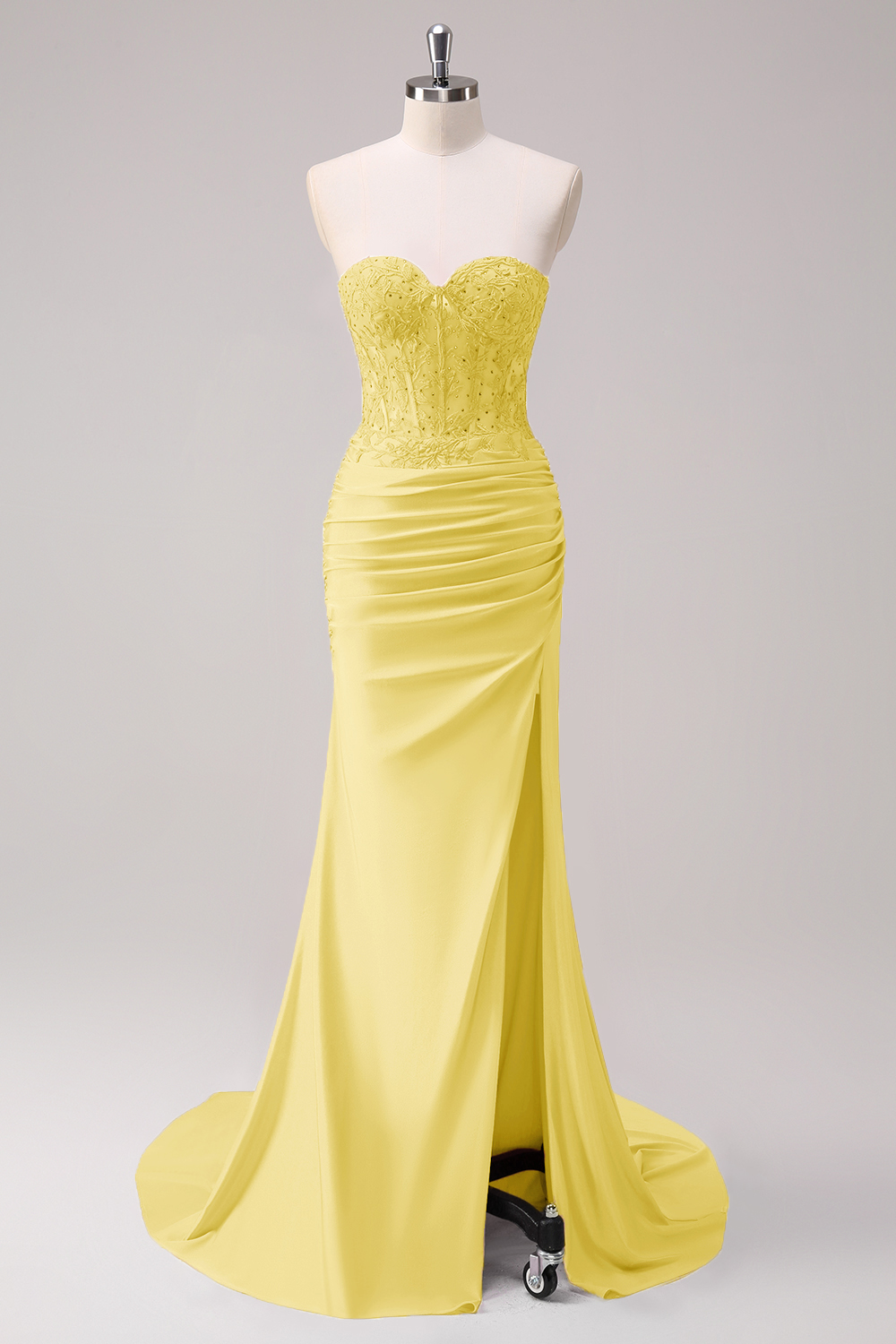 Fuchsia Sweetheart Mermaid Satin Long Corset Prom Dress with Appliques