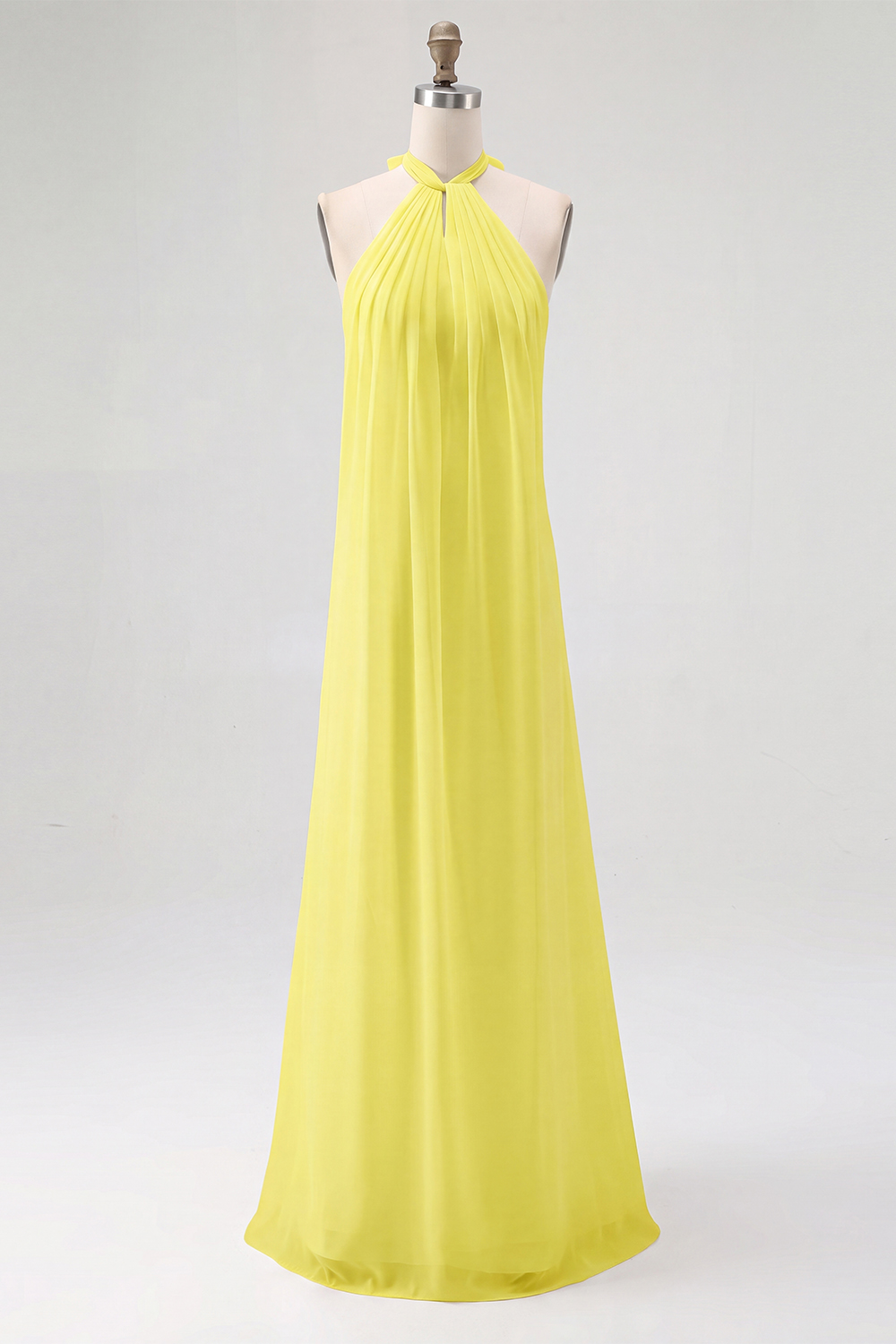 White Chiffon A Line Halter Backless Long Rehearsal Dinner Dress