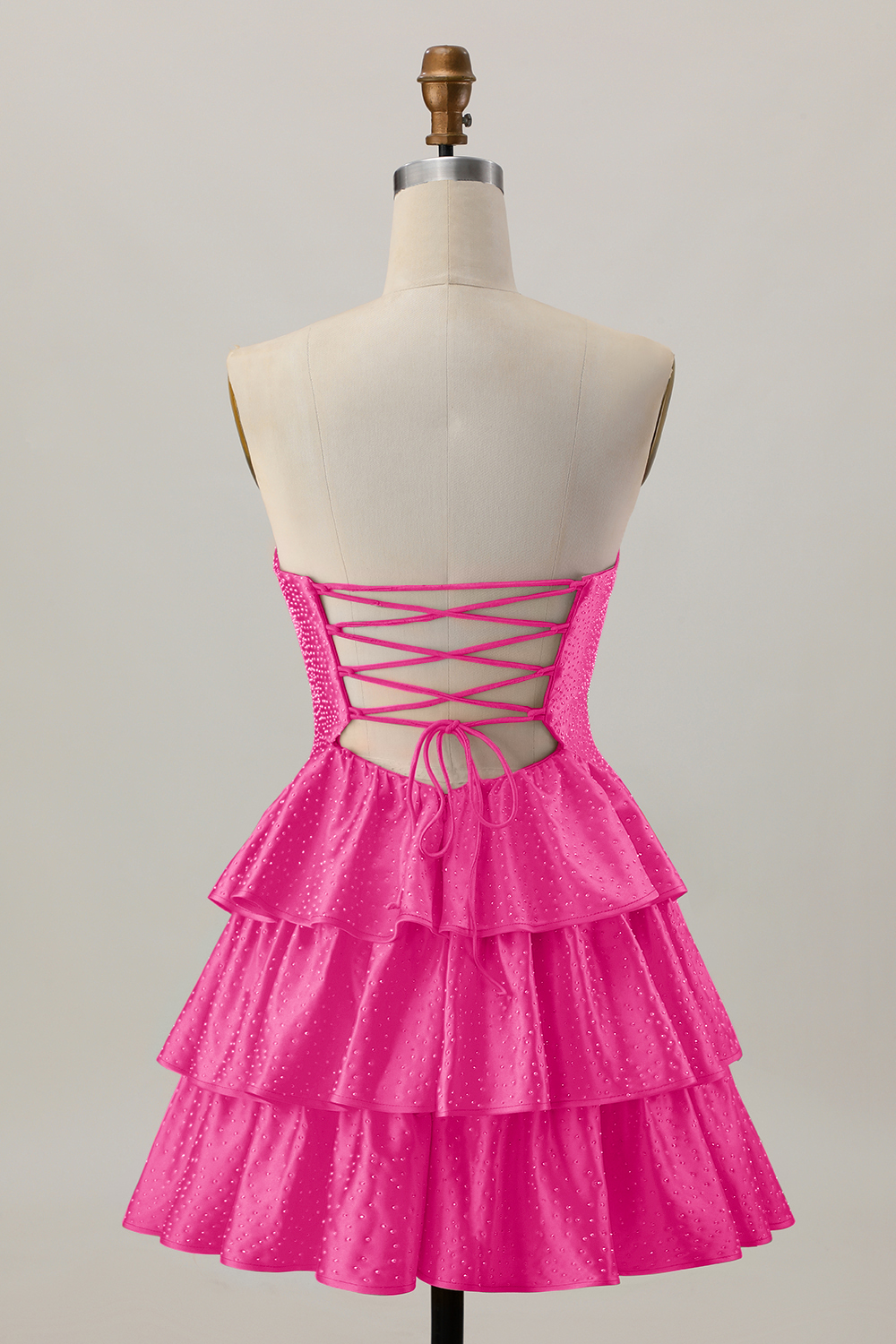 Sparkly Orange Cut Out A Line Tiered Short Satin Homecoming Dress with Beading