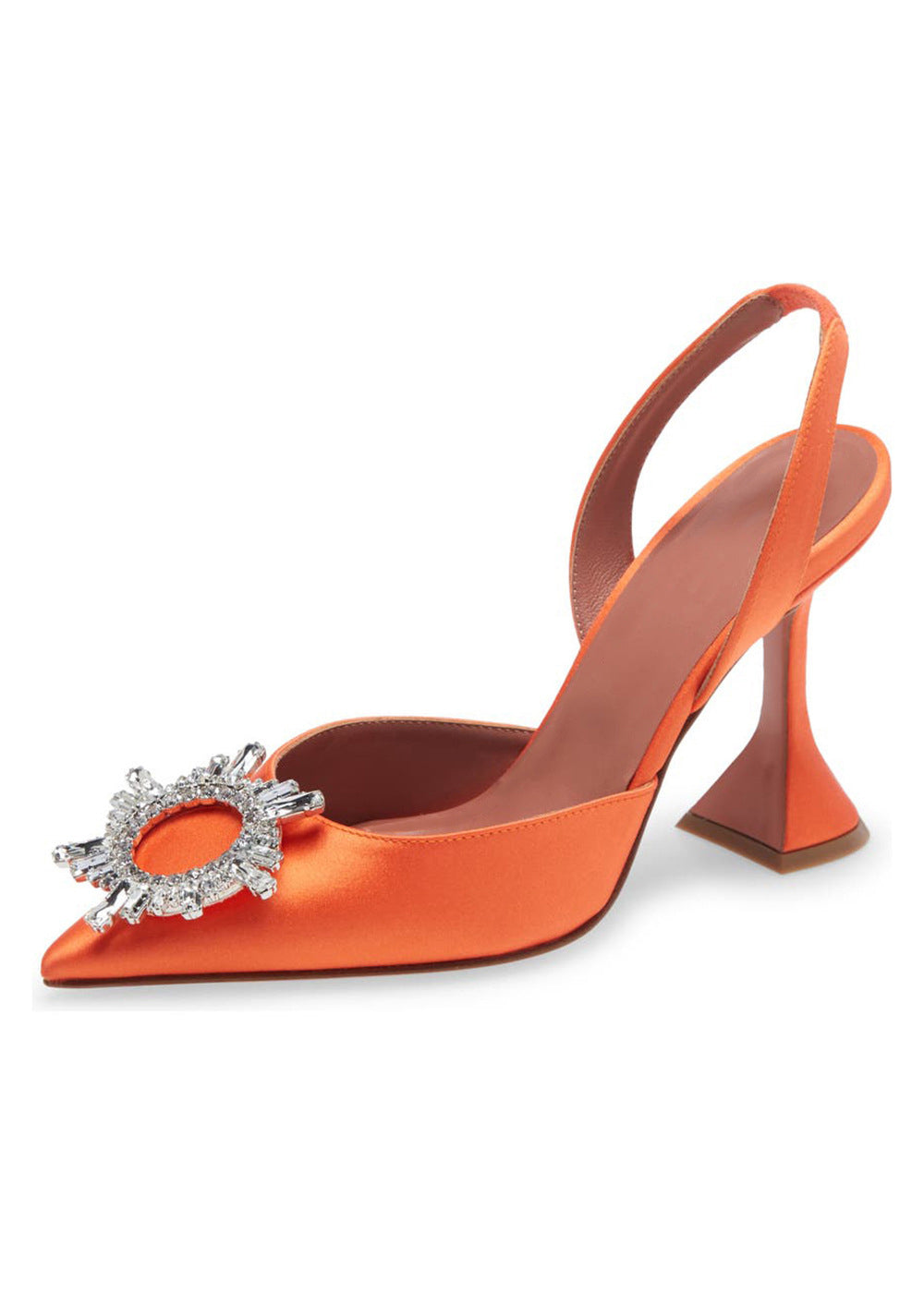 Orange Satin Slingbacks High Heels