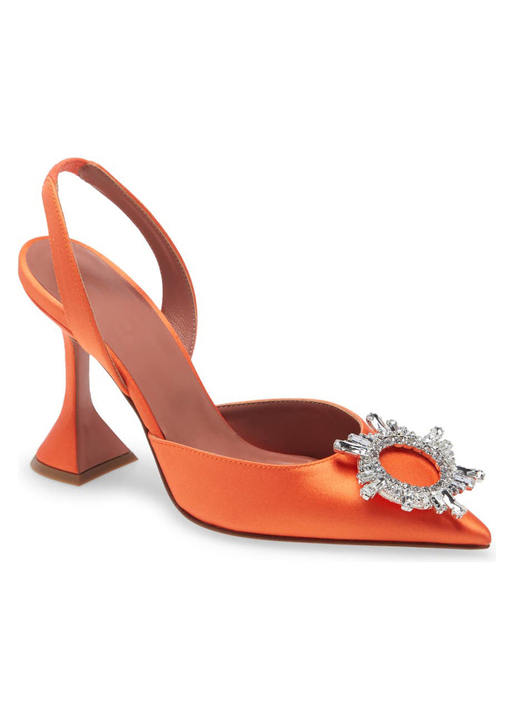 Orange Satin Slingbacks High Heels