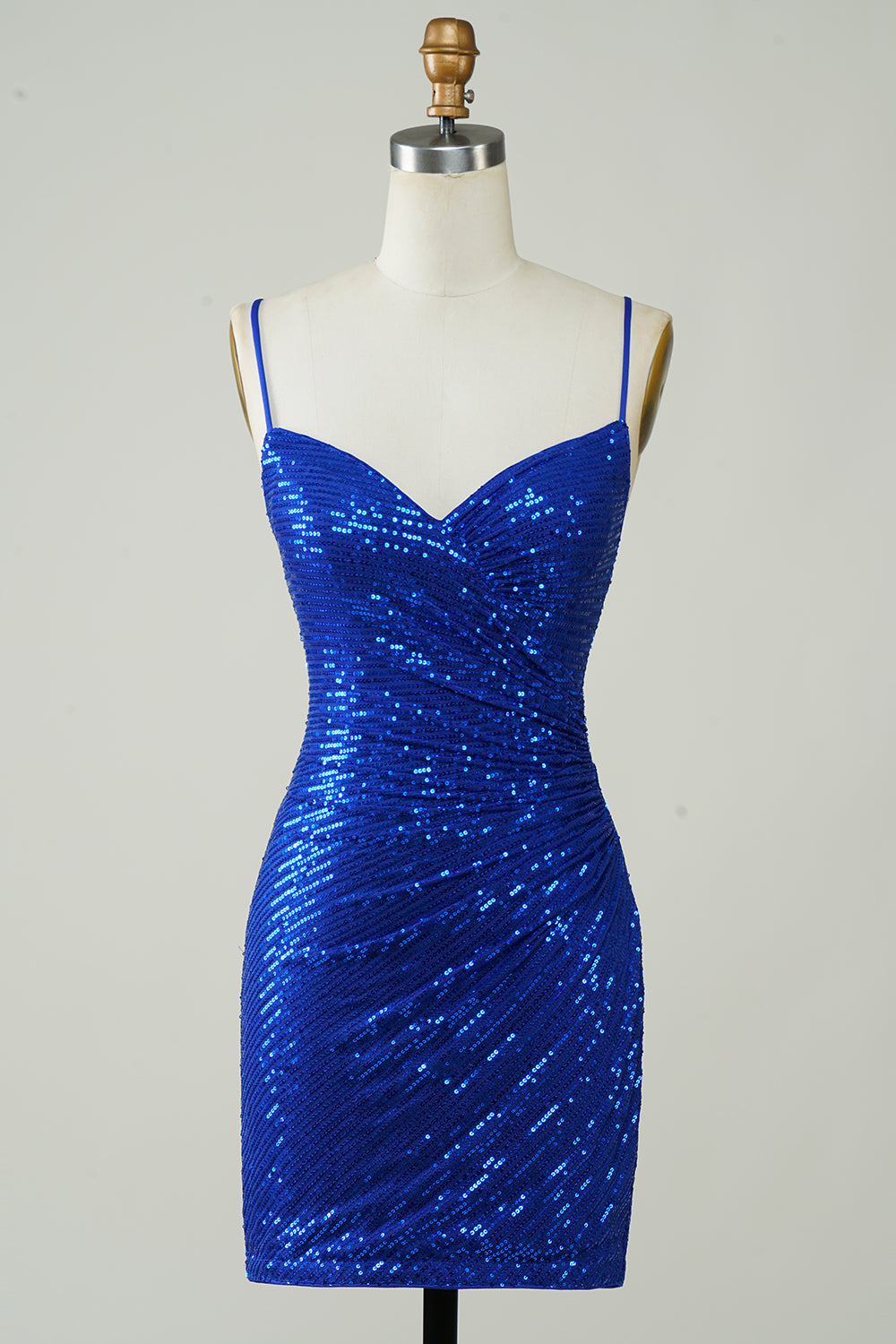 Blue Sequins Tight Backless Short Homecoming Dress