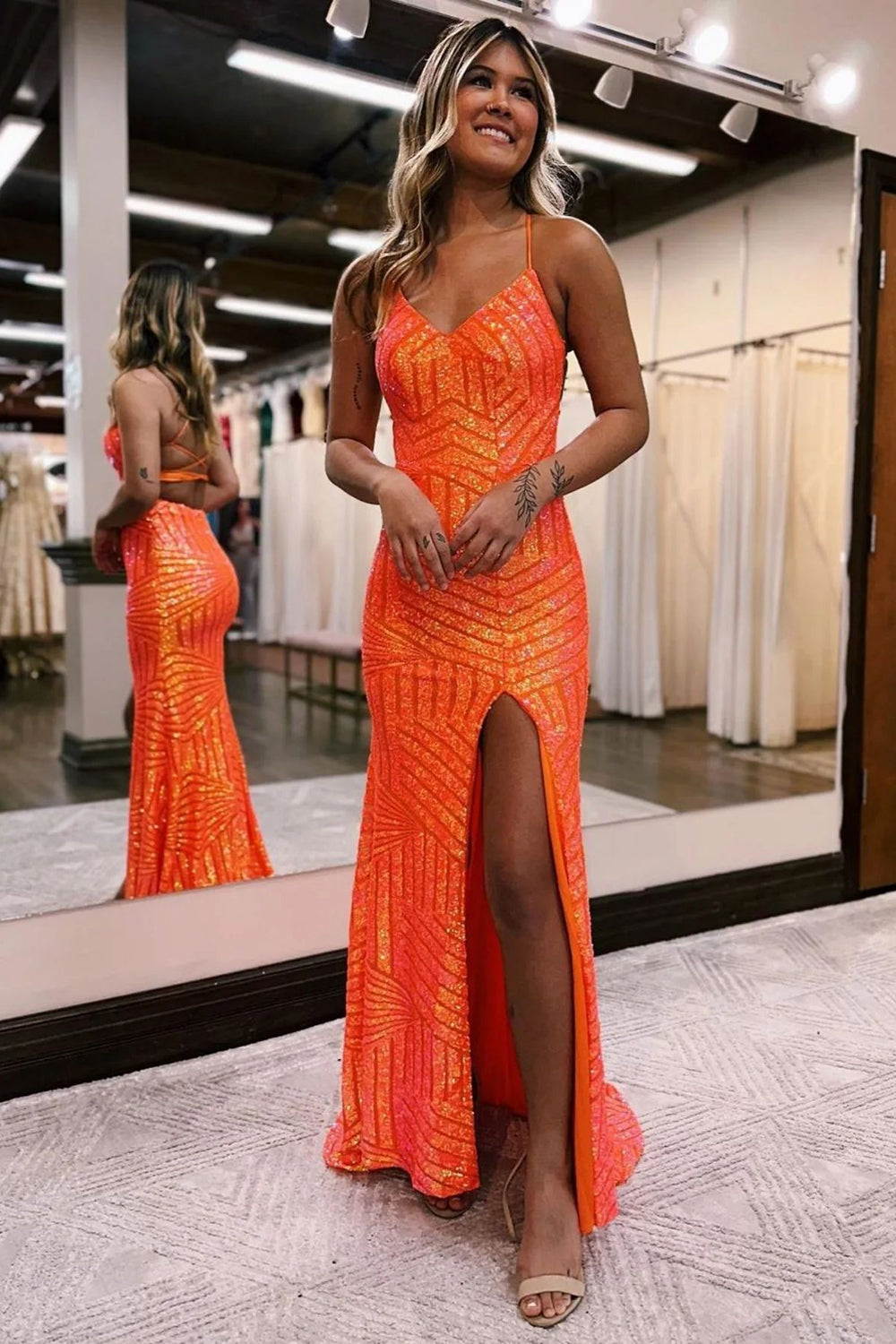 Orange dresses for prom best sale