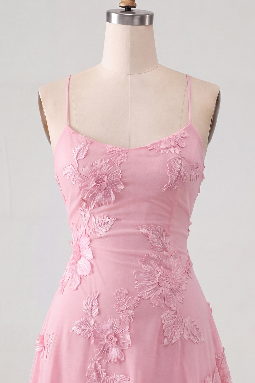 Lilac Floral Short A-Line Spaghetti Straps Homecoming Dress
