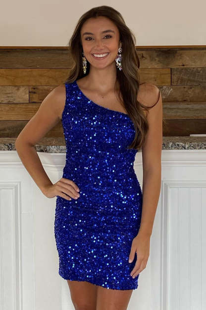 Sparkly White Sequins Tight Short Hoco Dress