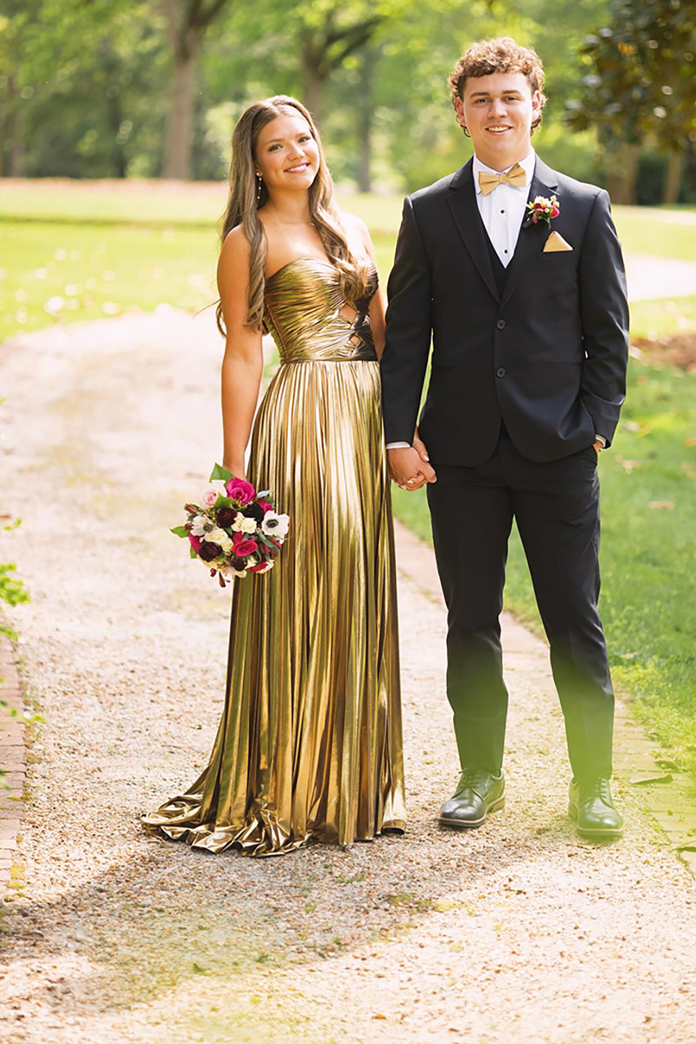 Royal Blue Sweetheart Metallic Pleated Long Prom Dress with Slit