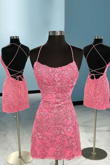 Pearl Pink Lace Tight Homecoming Dress