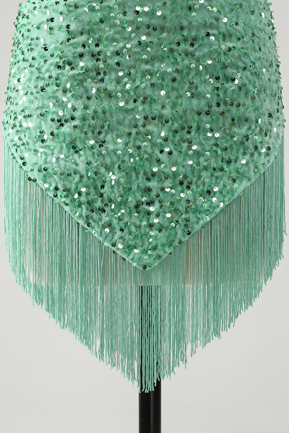 Sparkly Sage Sequins Halter Tight Short Homecoming Dress With Fringes