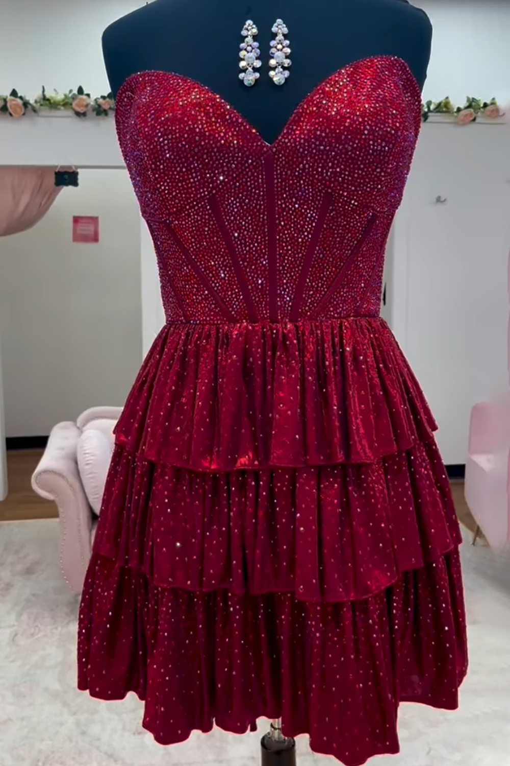 Sparkly Peacock Blue Sweetheart Ruffled Short Homecoming Dress