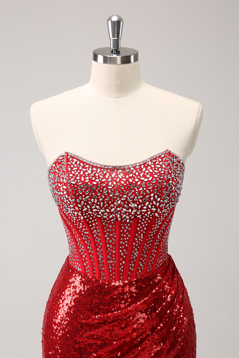 Sparkly Red Beaded Tight Short Homecoming Dress
