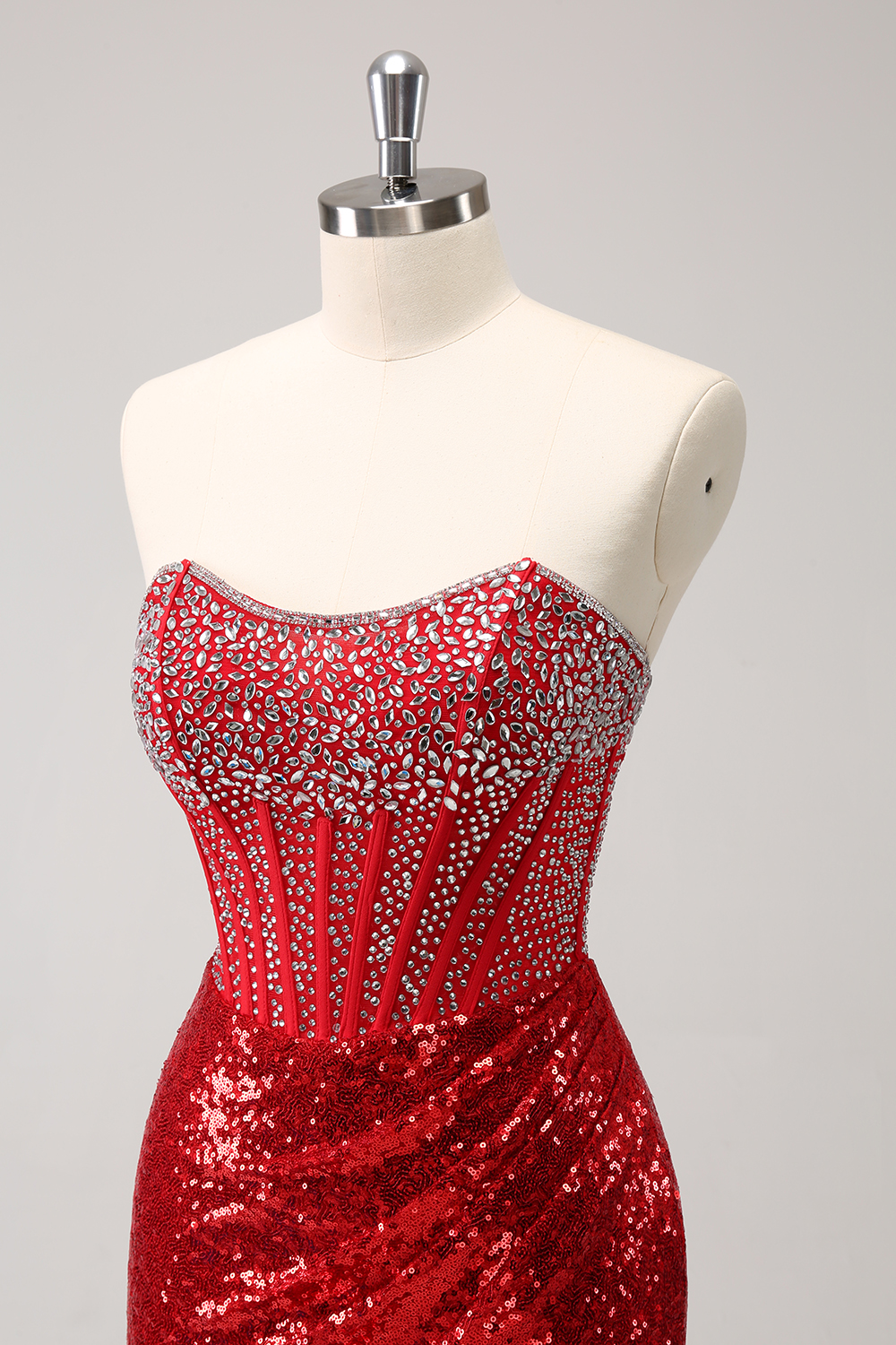 Sparkly Red Beaded Tight Short Homecoming Dress