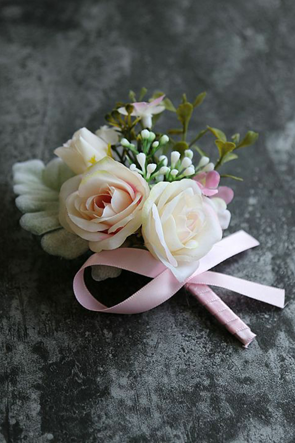 Apricot Artificial Flower Homecoming Wrist Corsage