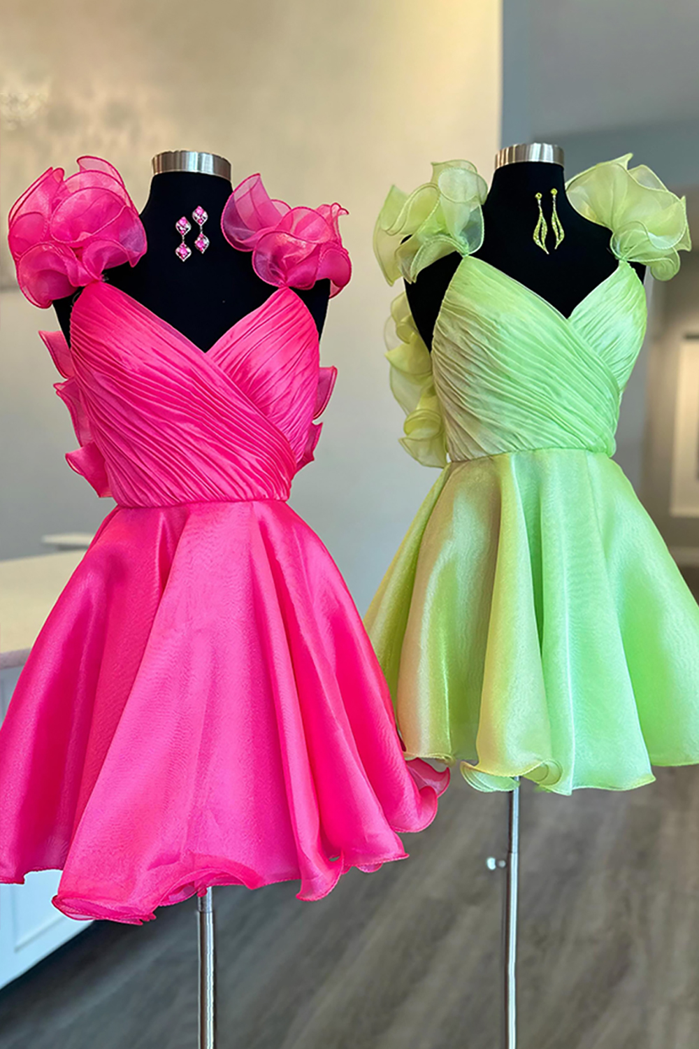 Fuchsia A Line Floral Short Homecoming Dress