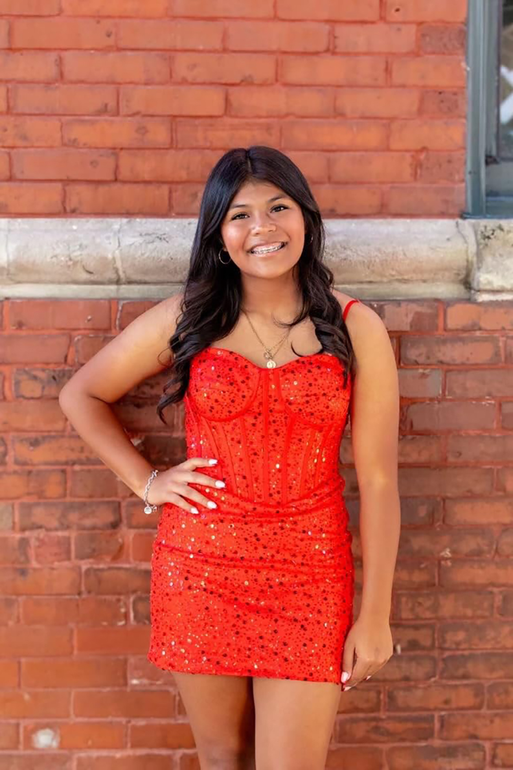 Fuchsia Sparkly Corset Tight Short Homecoming Dress with Beadings