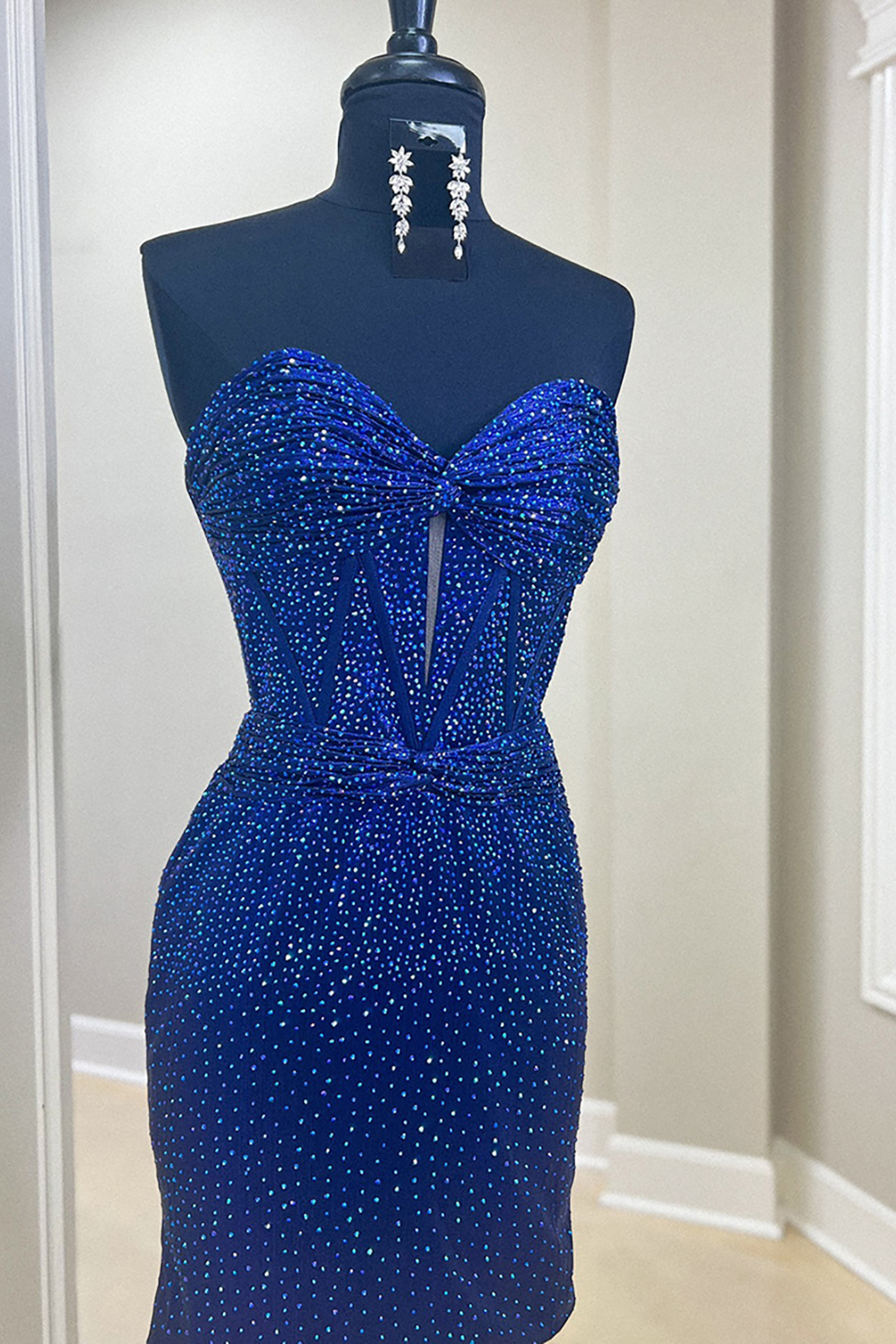 Sparkly Dark Green Strapless Corset Tight Short Homecoming Dress with Beadings